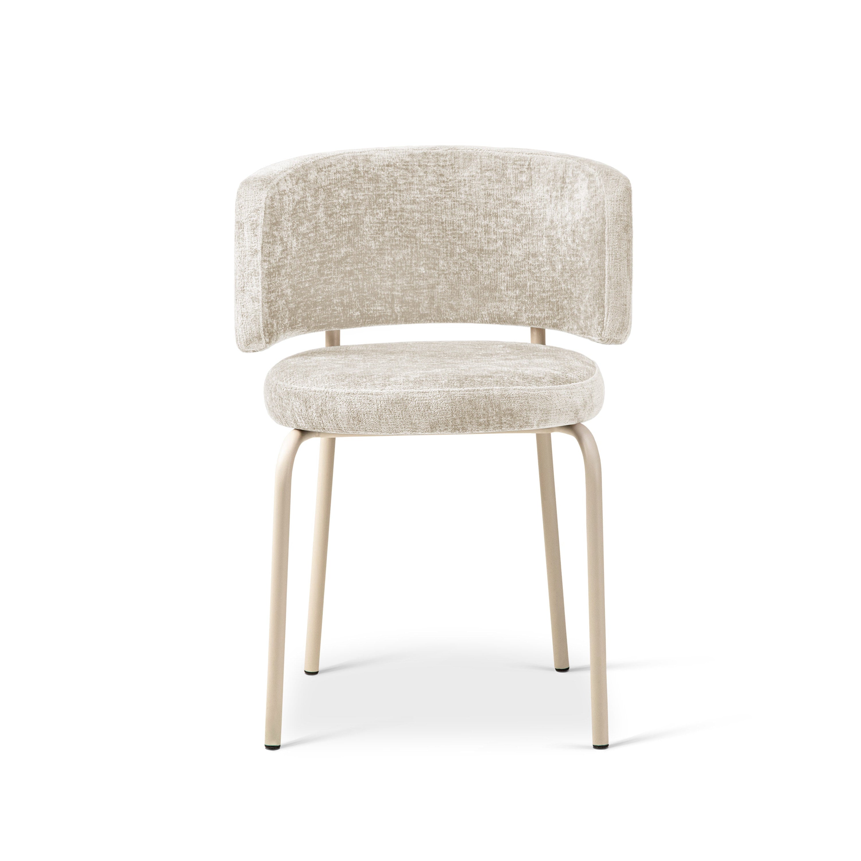 DORA Light Beige Chenille Chair with Beige Base