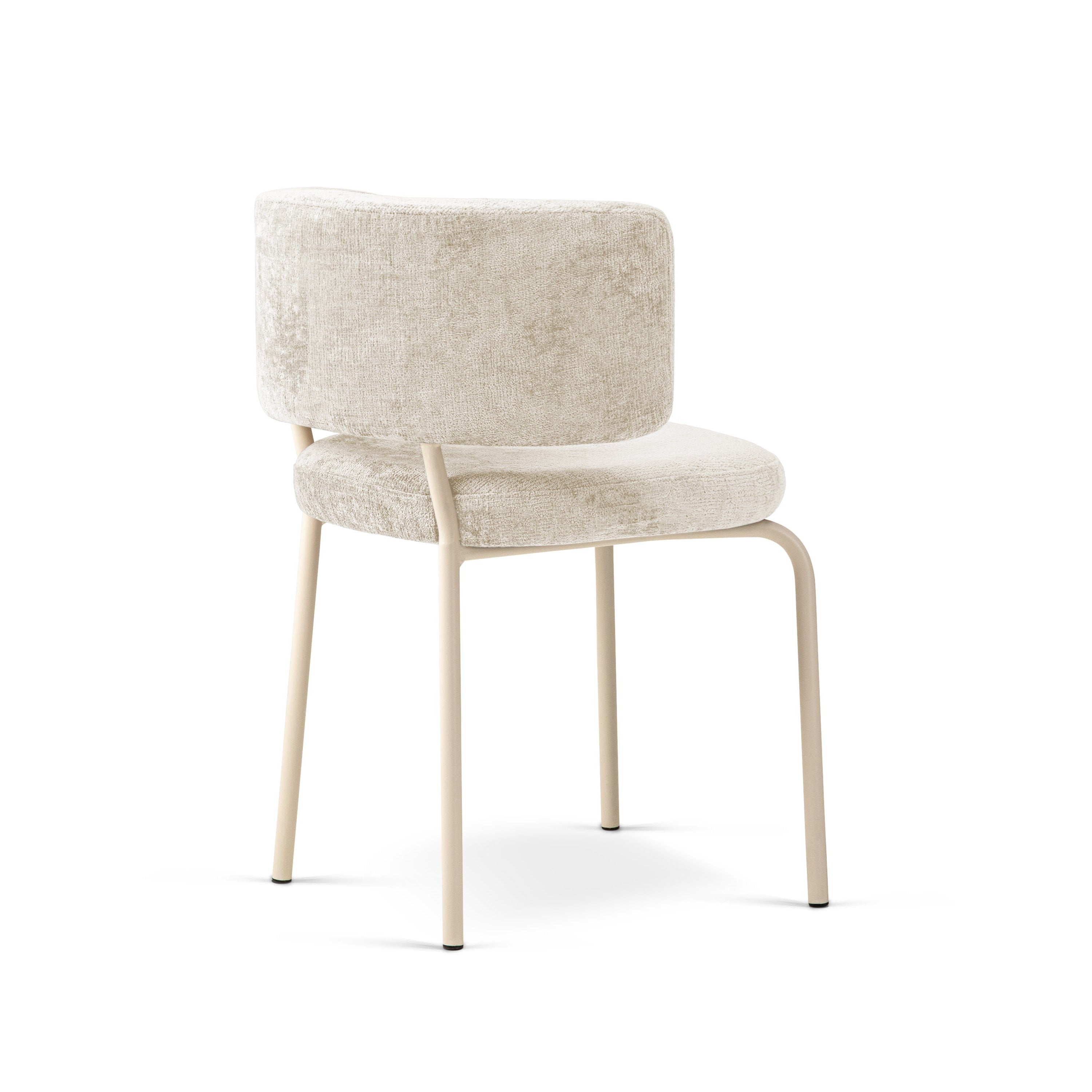 DORA Light Beige Chenille Chair with Beige Base