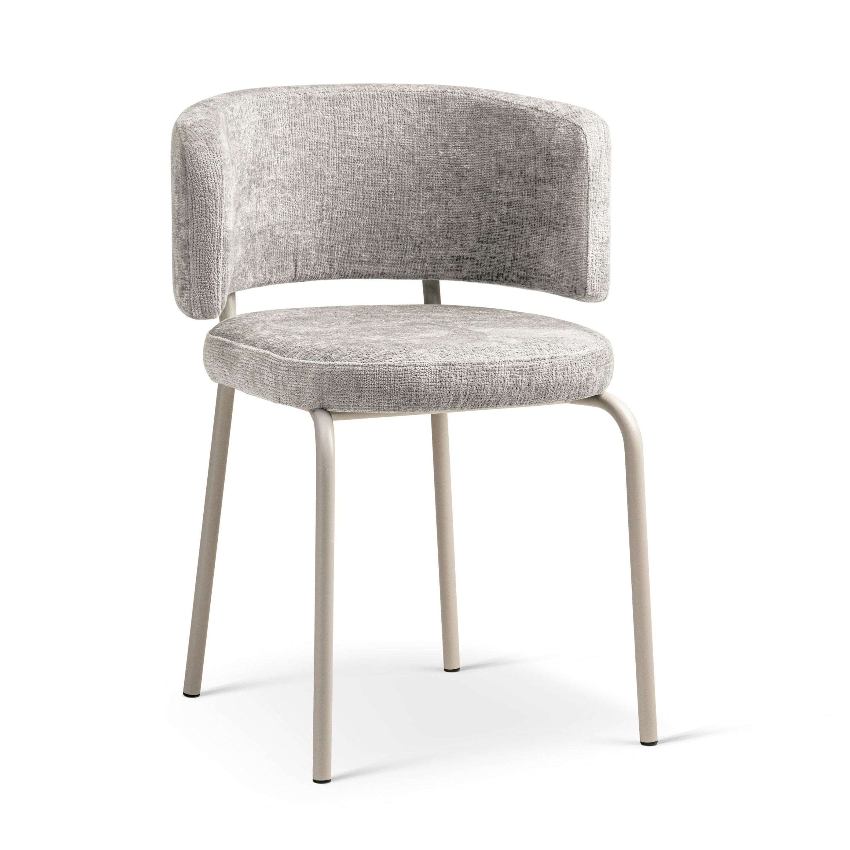 DORA Light Gray Chenille Chair with Beige Base