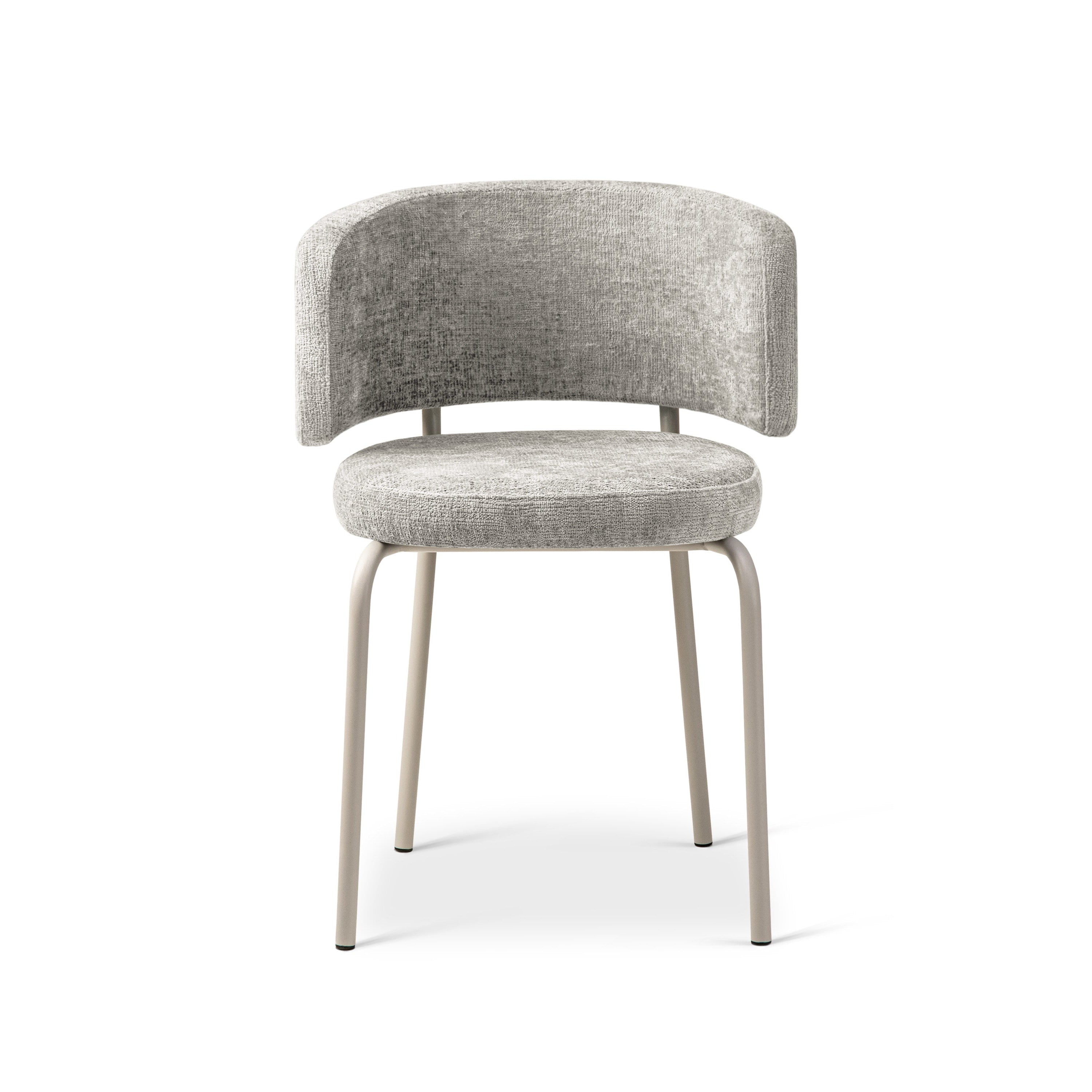 DORA Light Gray Chenille Chair with Beige Base