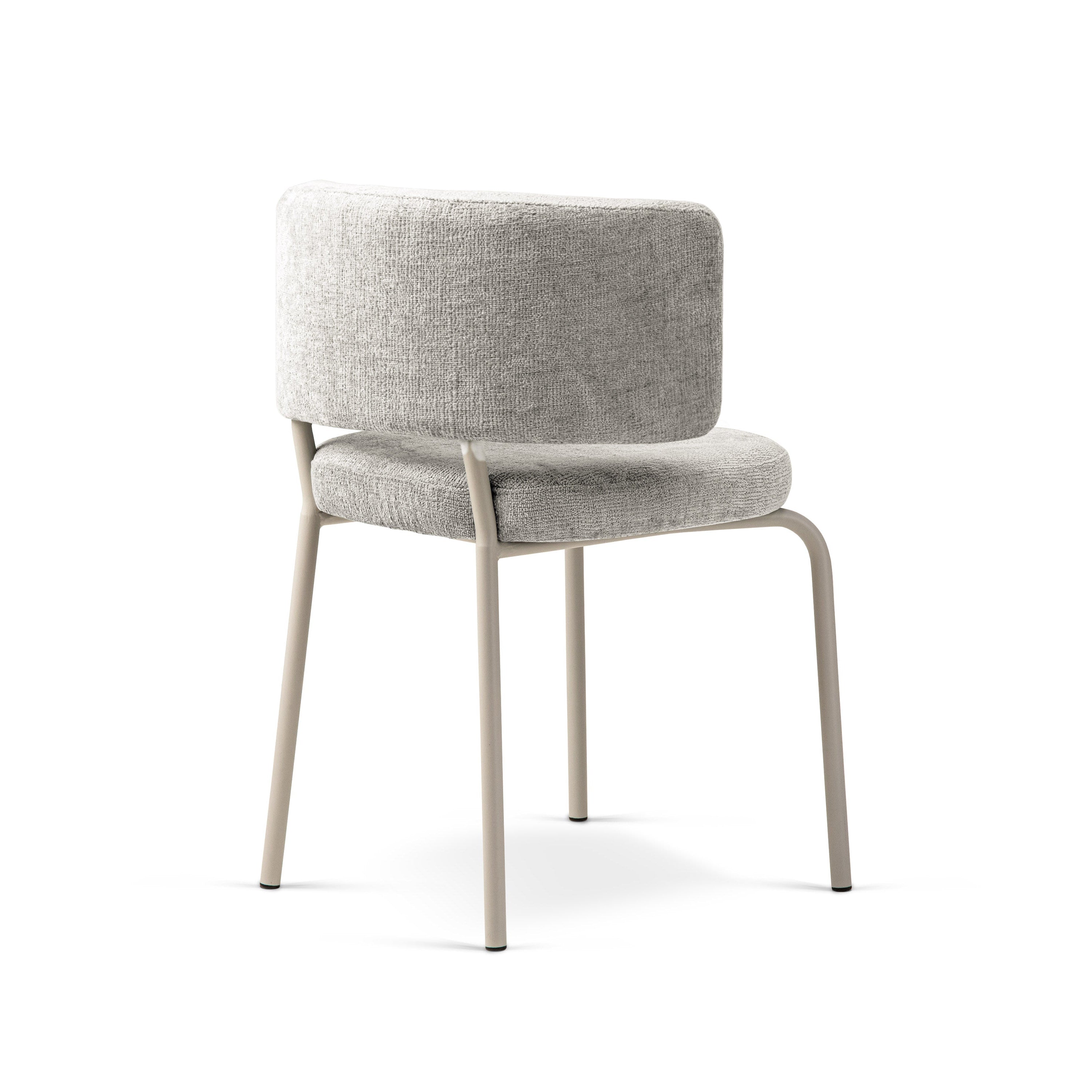 DORA Light Gray Chenille Chair with Beige Base