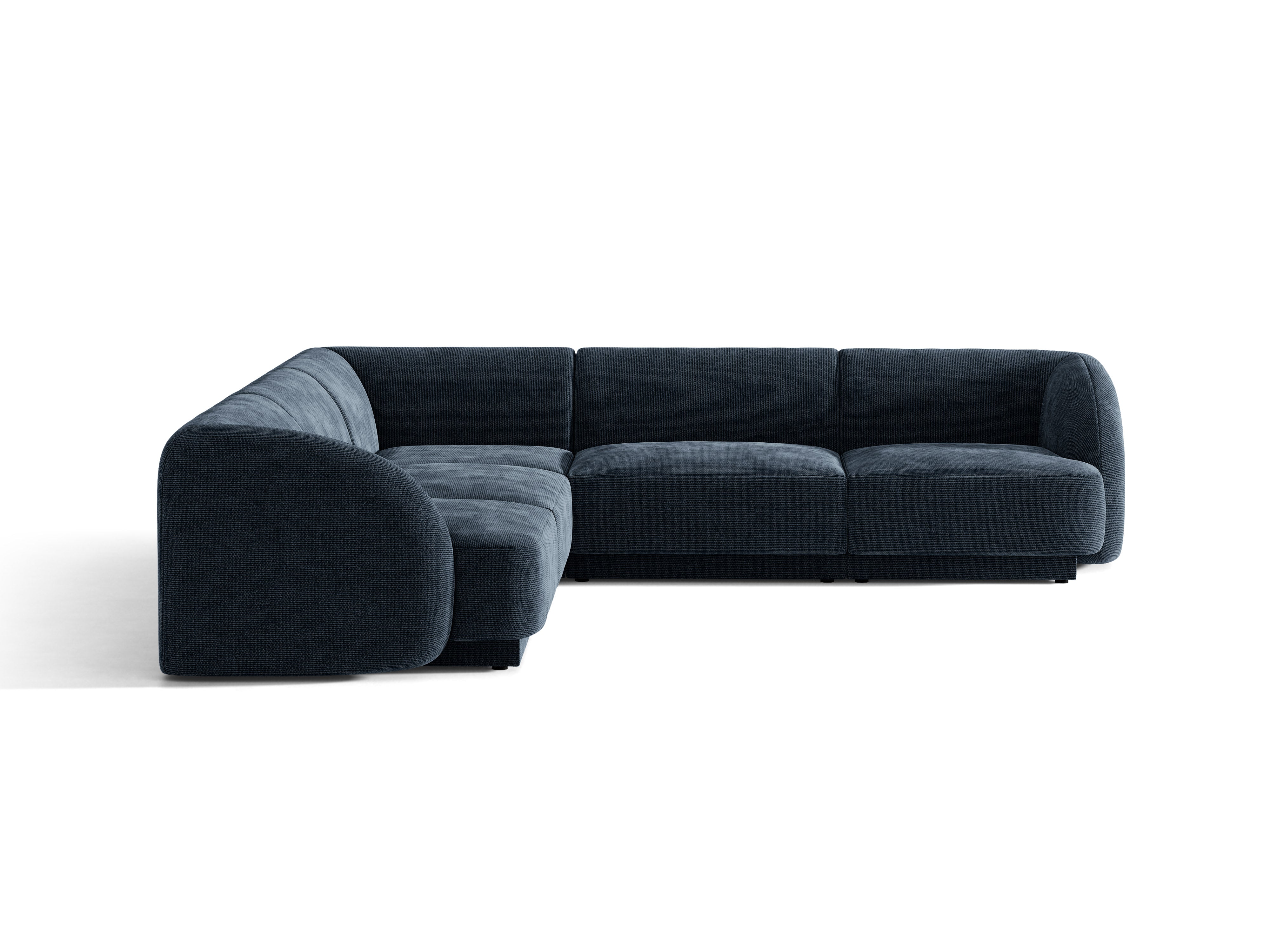 Symmetrical Corner Sofa MILEY in Navy Blue Silky Chenille