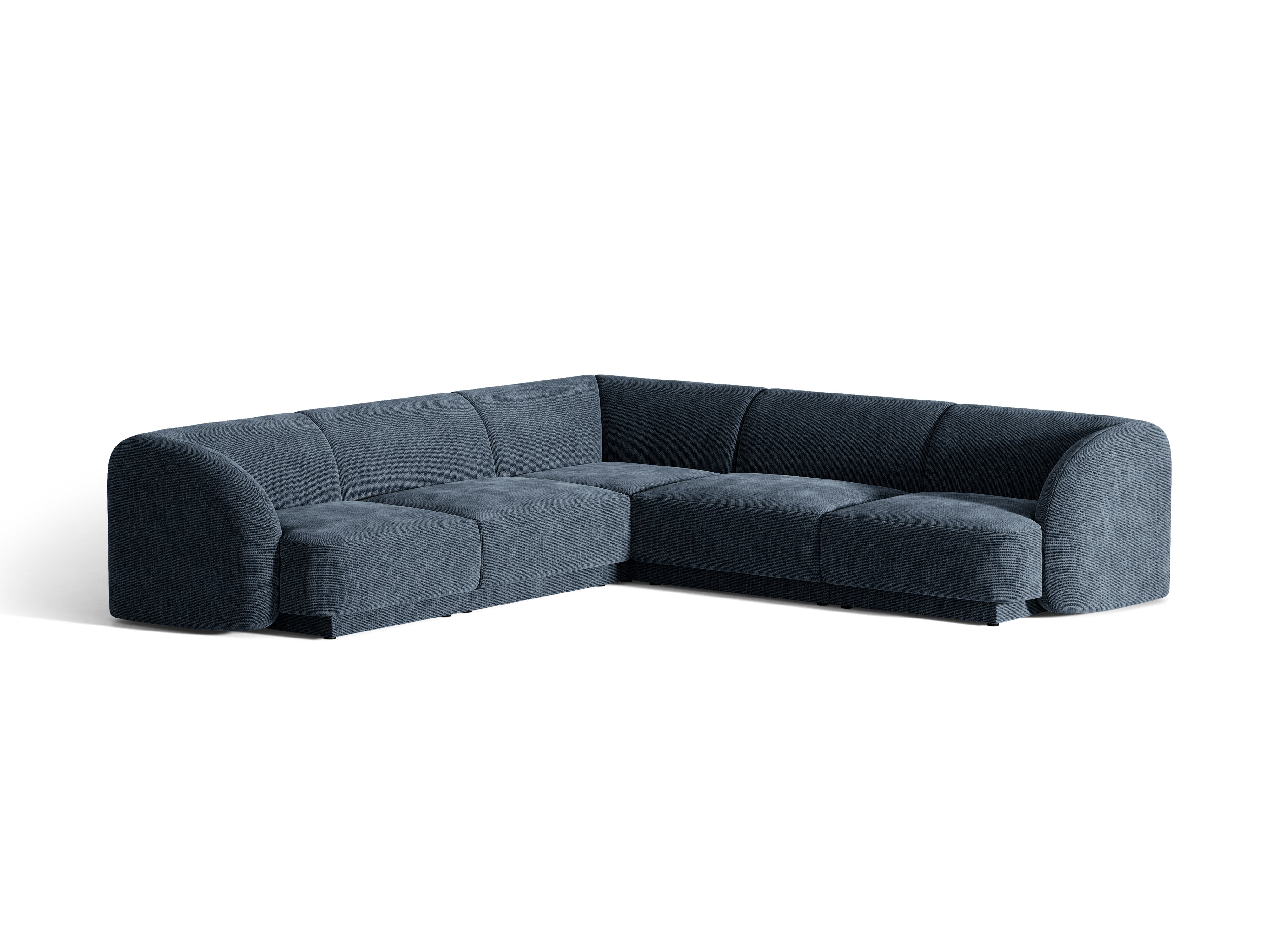 Symmetrical Corner Sofa MILEY in Navy Blue Silky Chenille