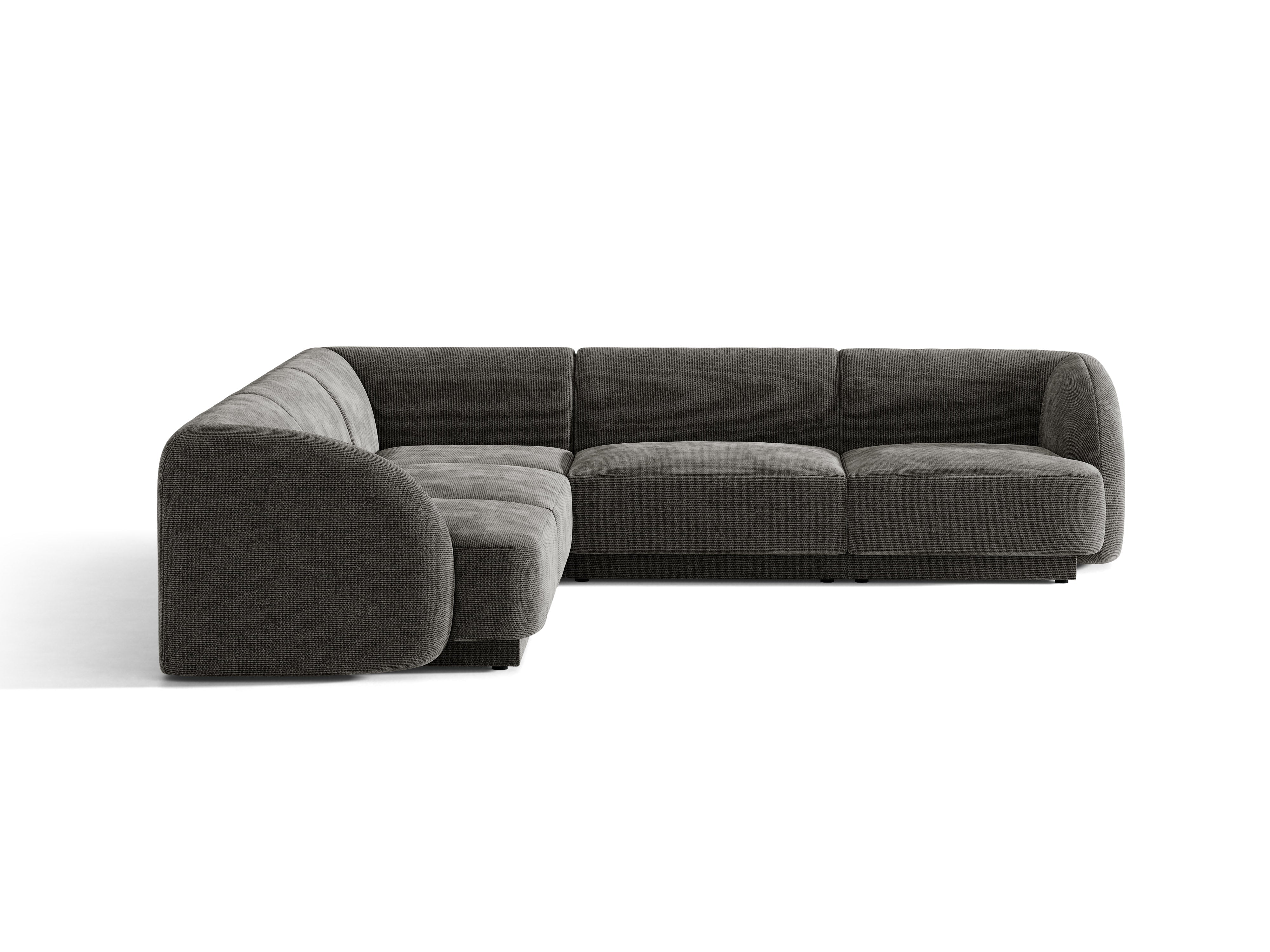 Symmetrical Corner Sofa MILEY Gray Silky Chenille