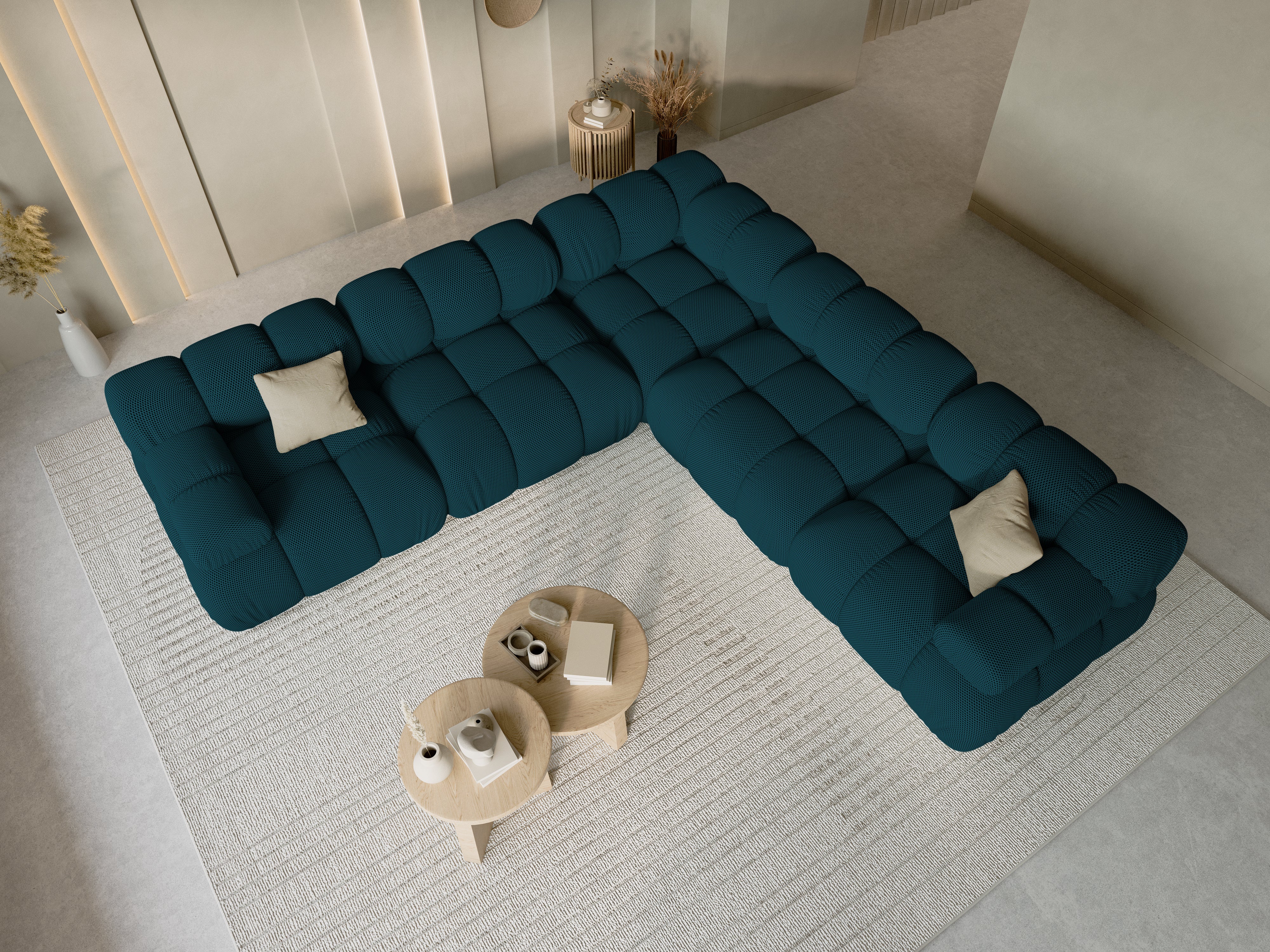Symmetrical Corner Sofa BELLIS in Sea Green 3D Fabric