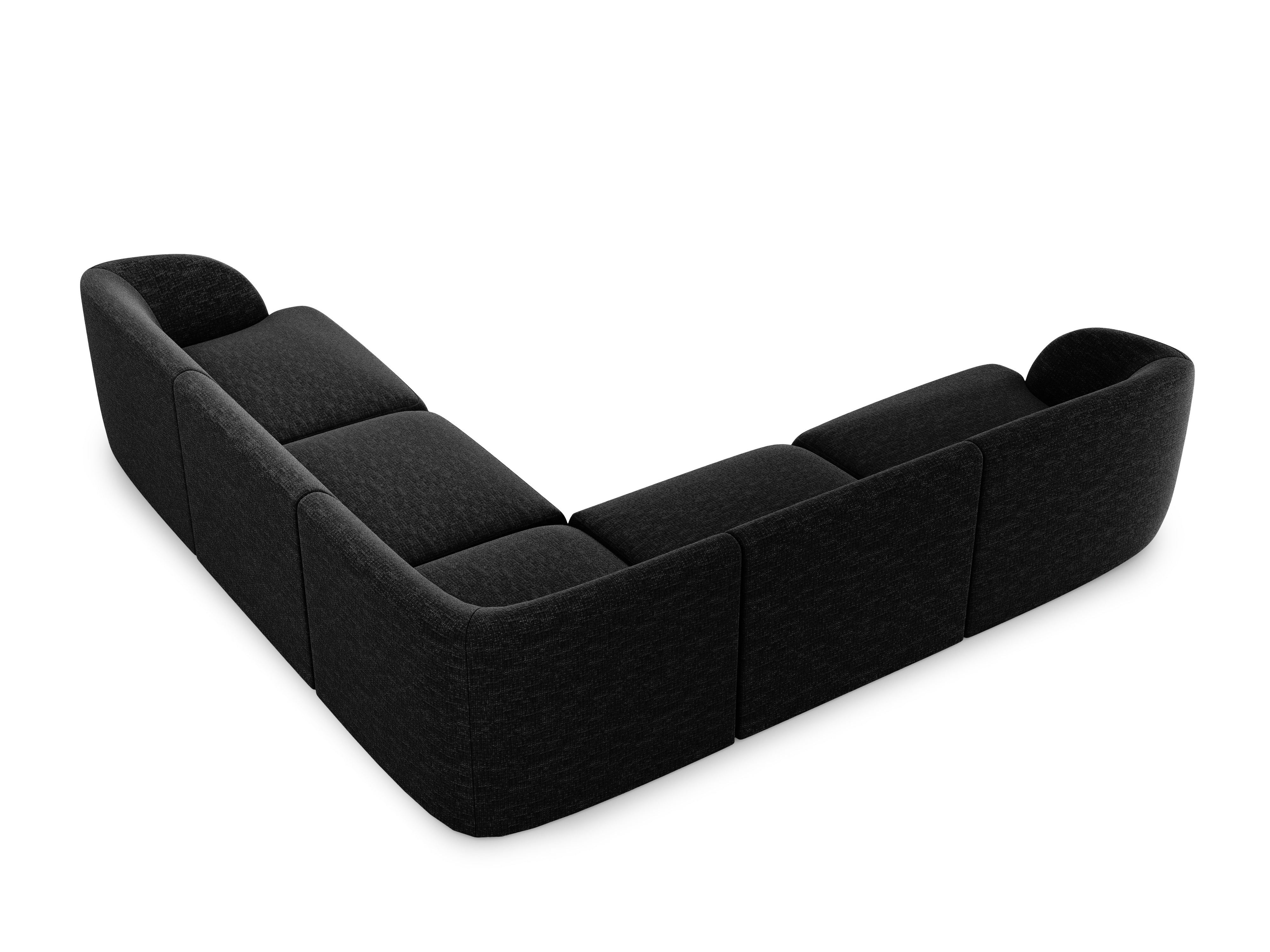 Symmetrical 5-Seater Corner Sofa MILEY Black Chenille
