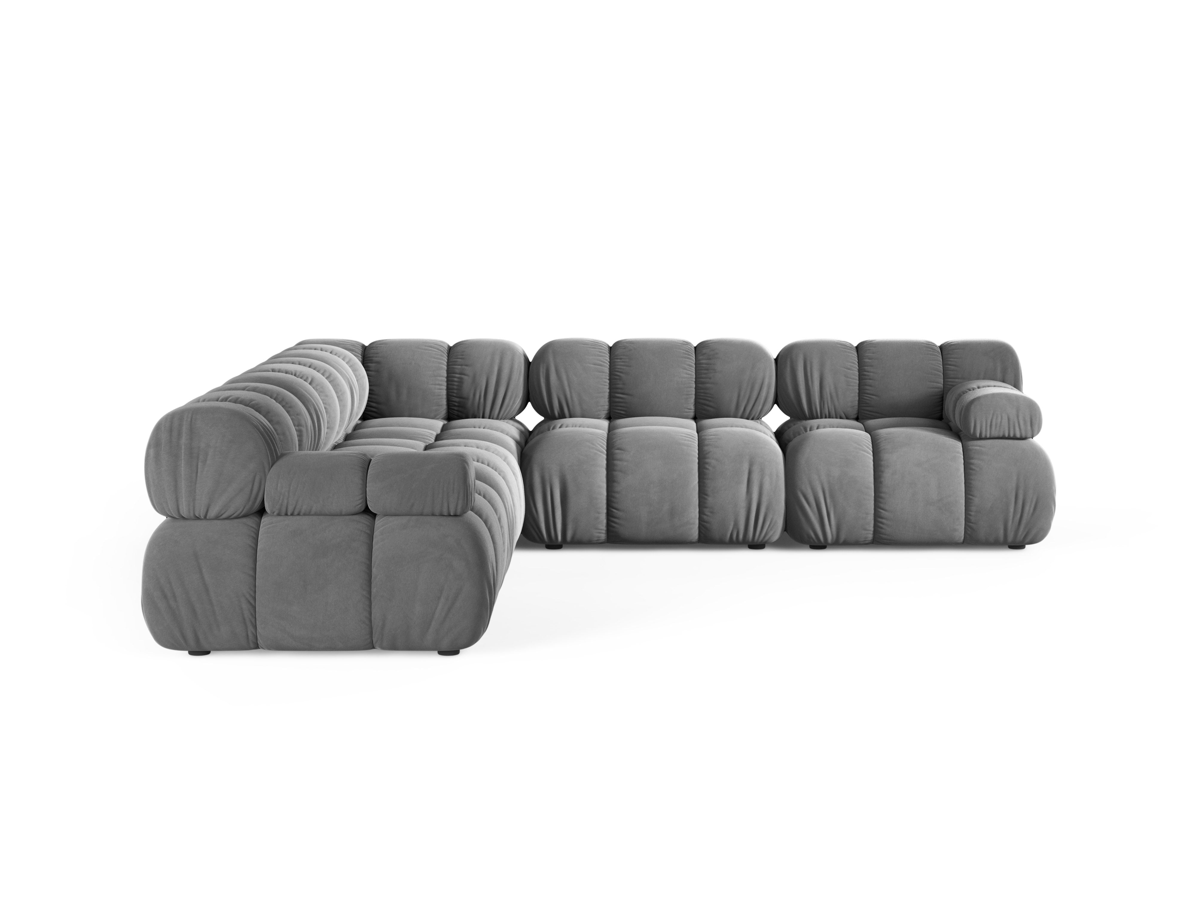 Symmetrical Corner Sofa BELLIS in Gray Velvet