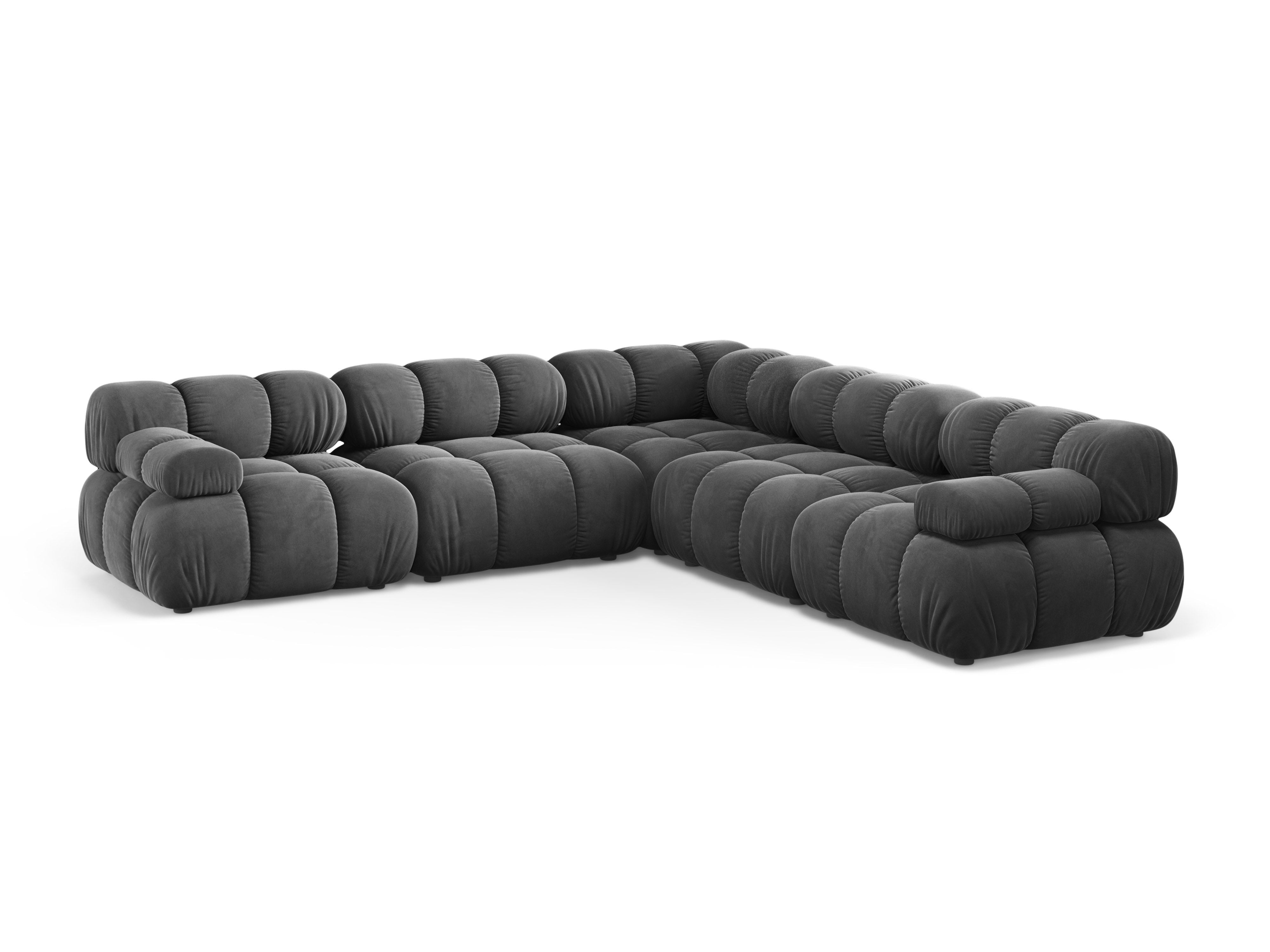 Symmetrical Corner Sofa BELLIS in Dark Gray Velvet