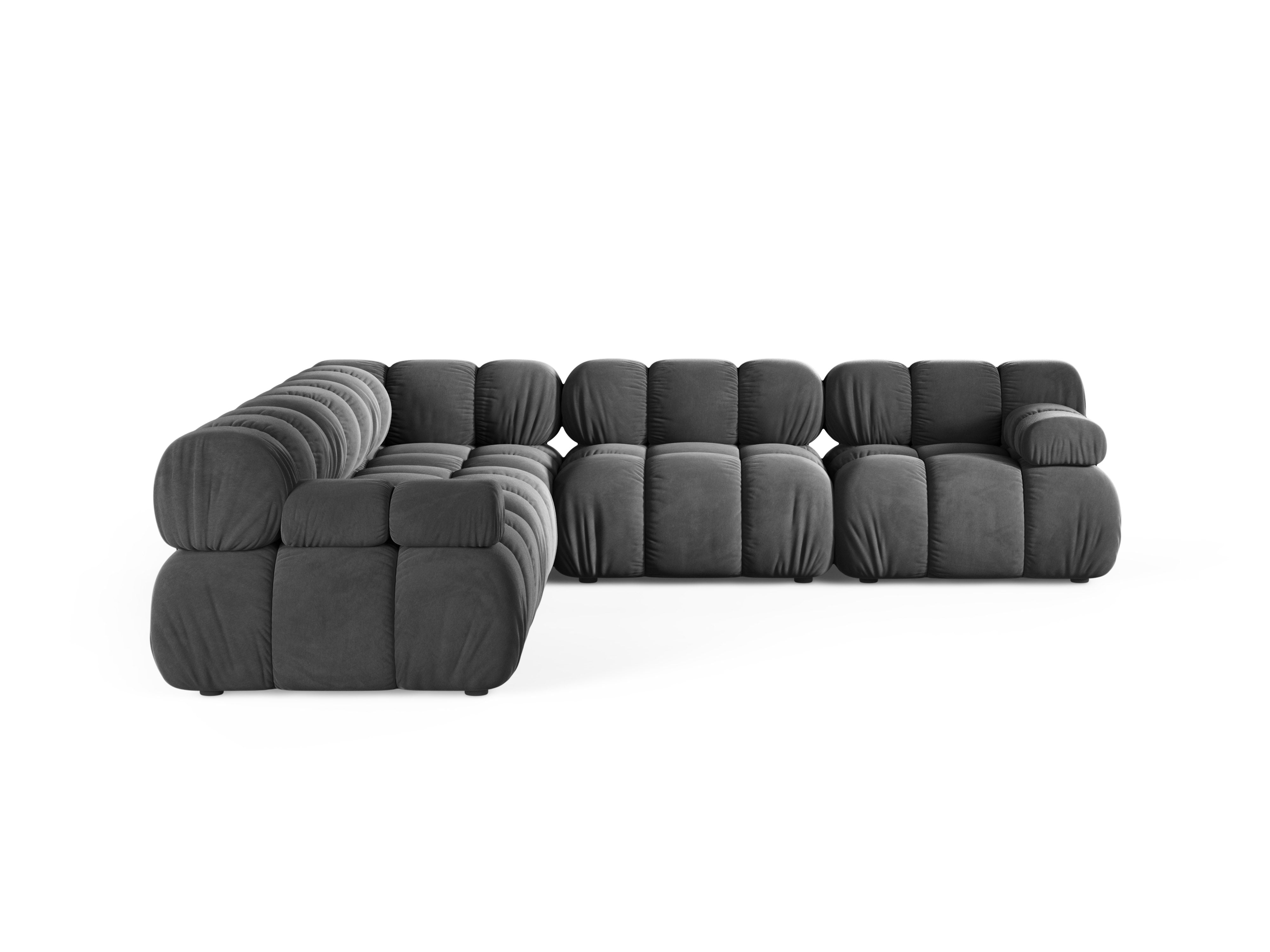 Symmetrical Corner Sofa BELLIS in Dark Gray Velvet