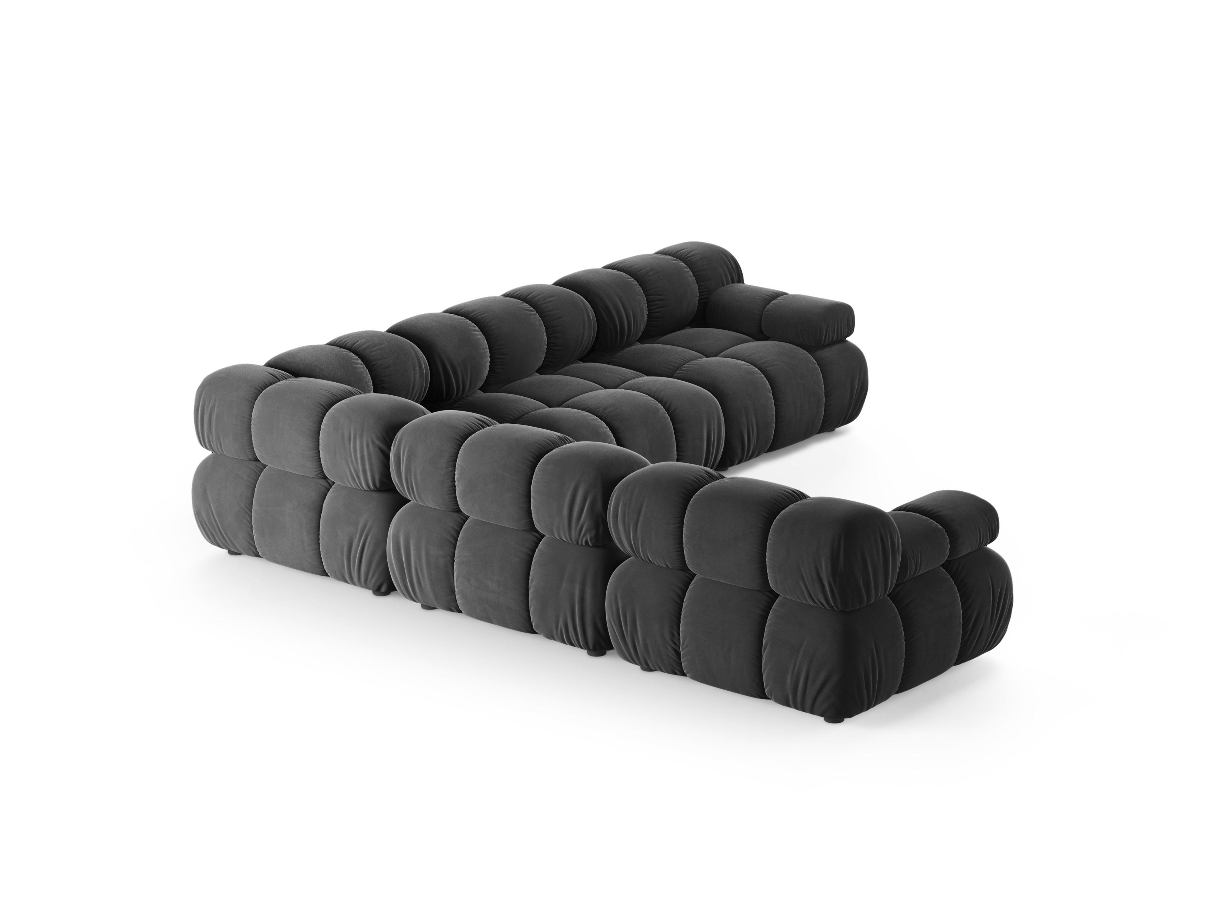 Symmetrical Corner Sofa BELLIS in Dark Gray Velvet