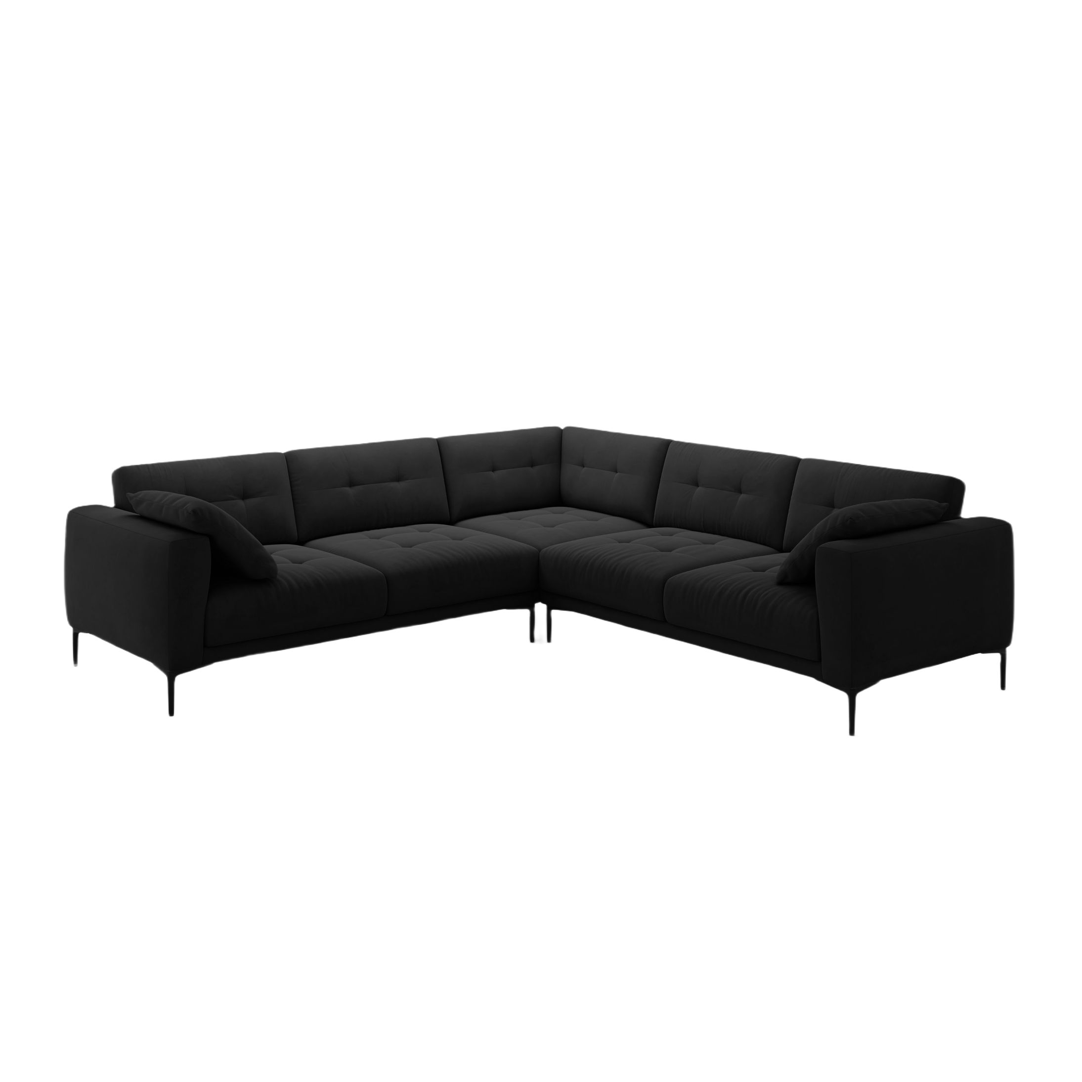 Symmetrical velvet corner sofa BEMY black