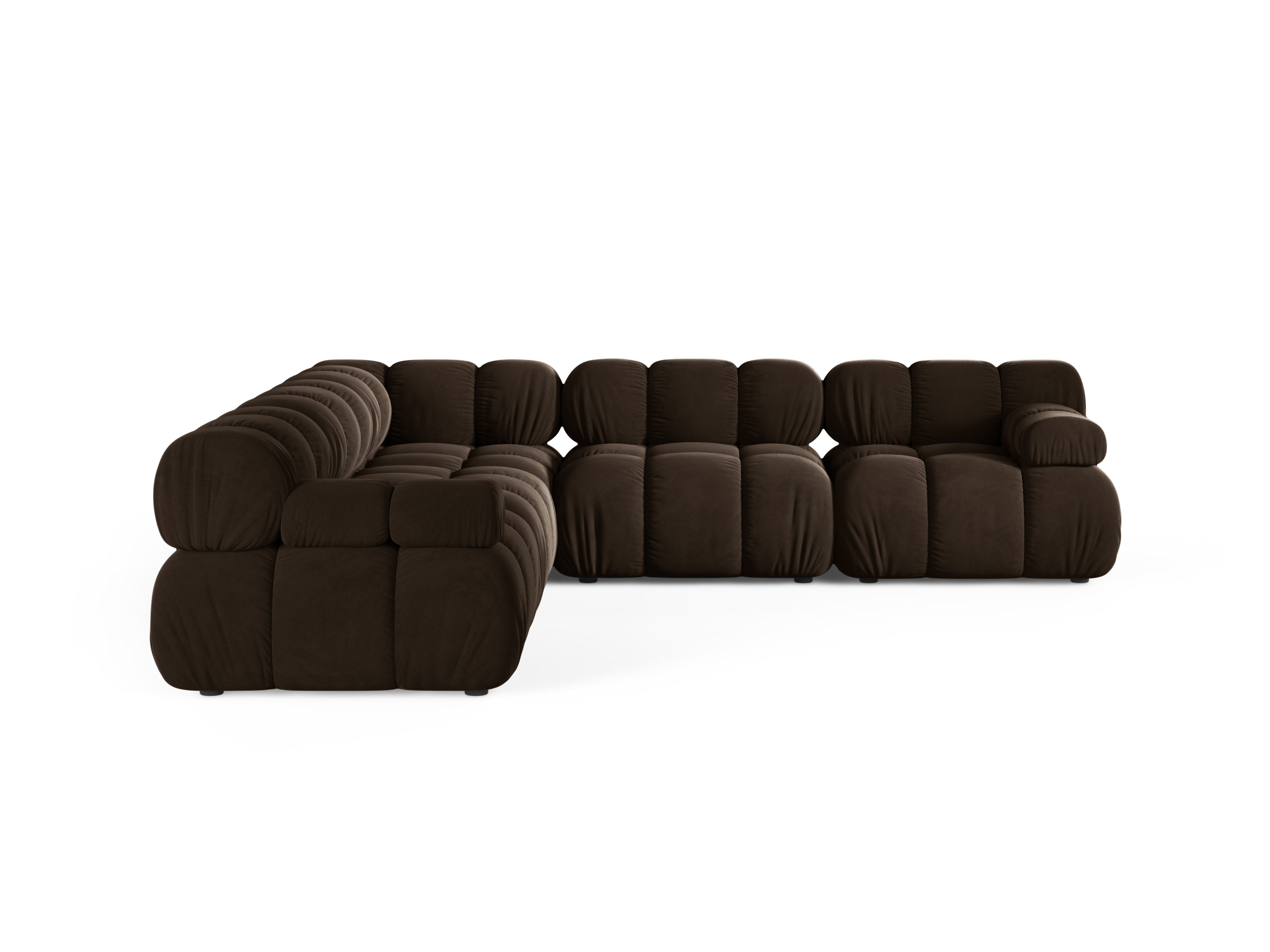Symmetrical Velvet Corner Sofa BELLIS in Chocolate
