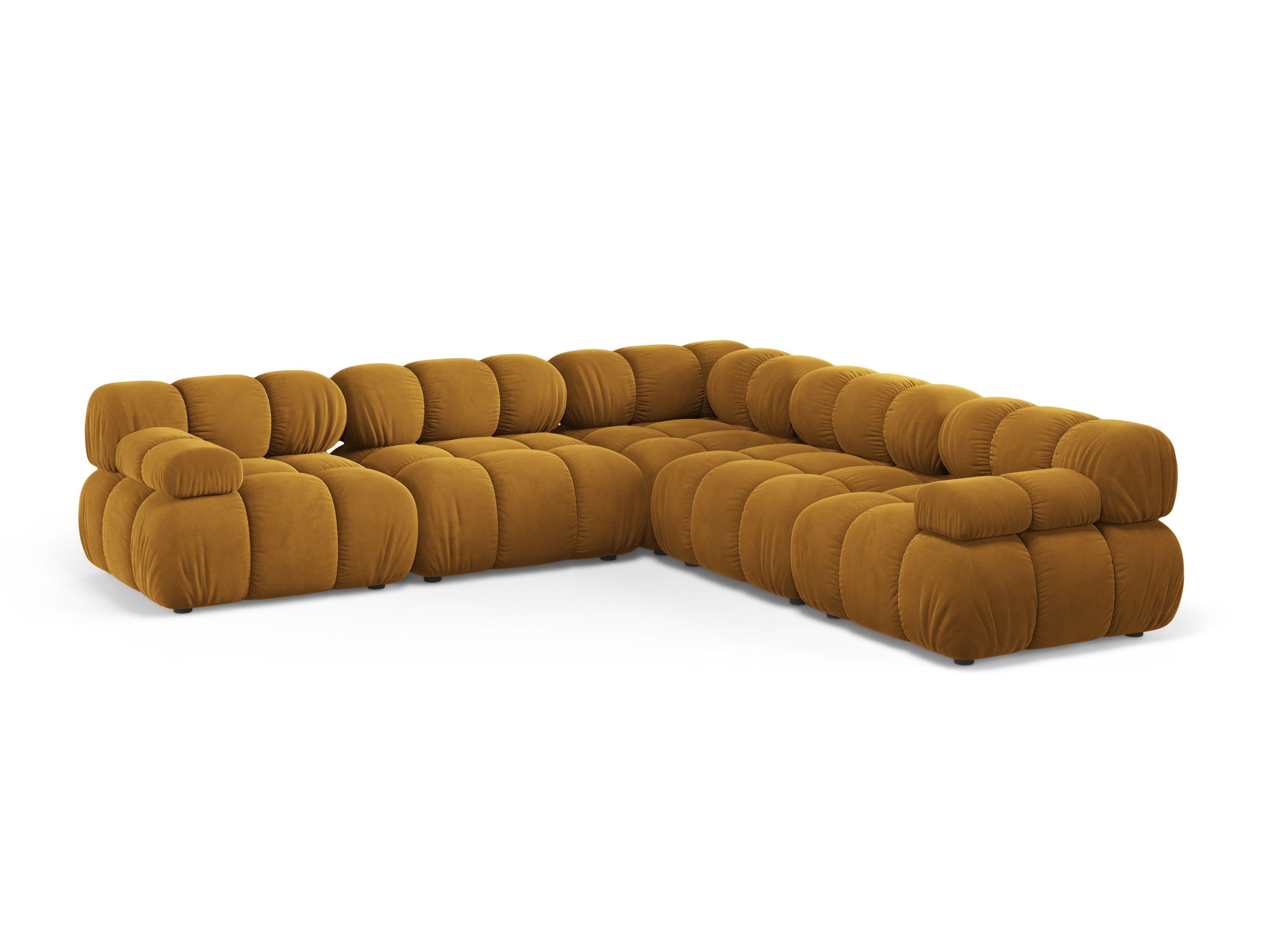 Symmetrical Velvet Corner Sofa BELLIS in Mustard