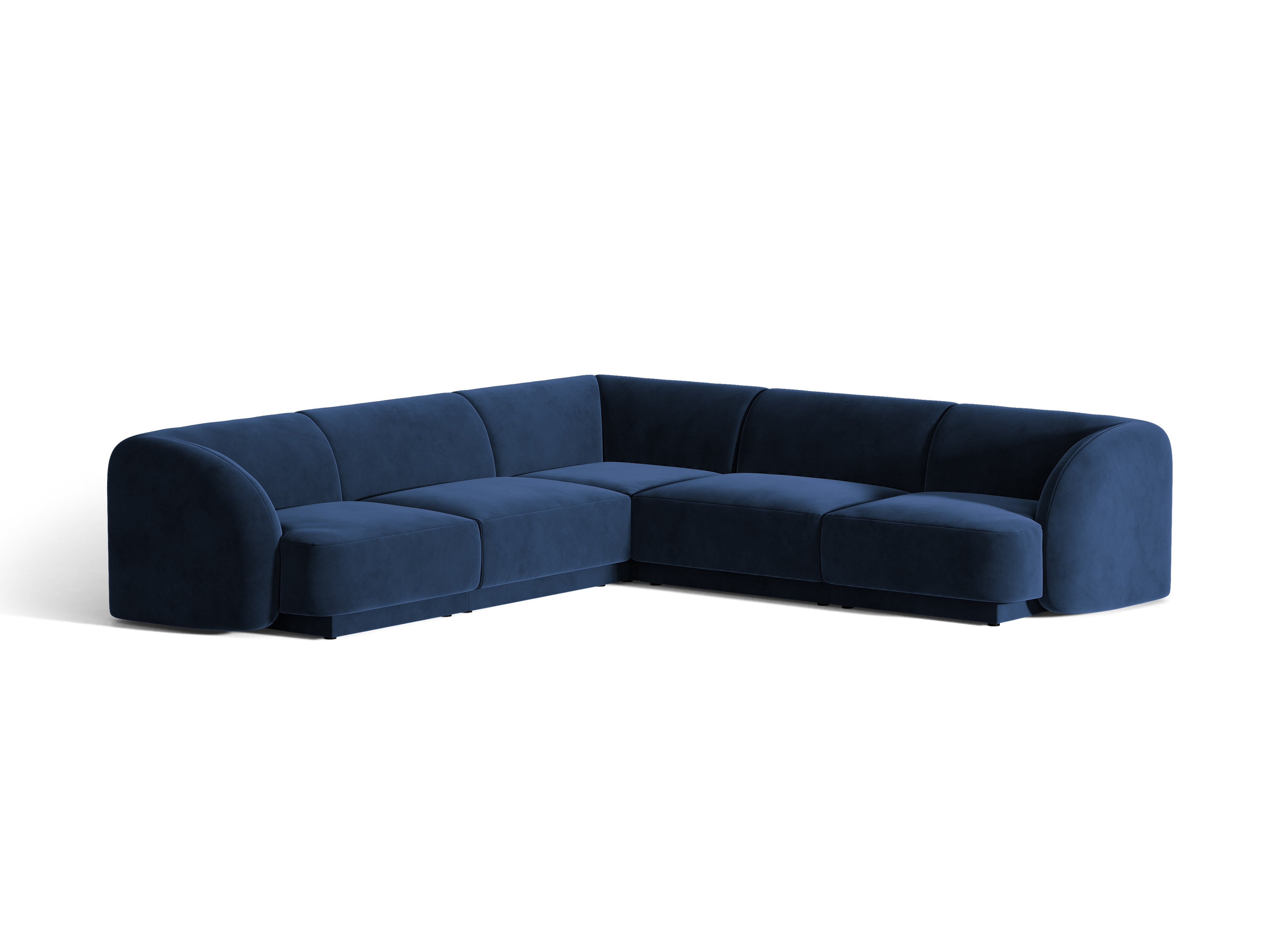 Velvet corner sofa for 5 people MILEY navy blue