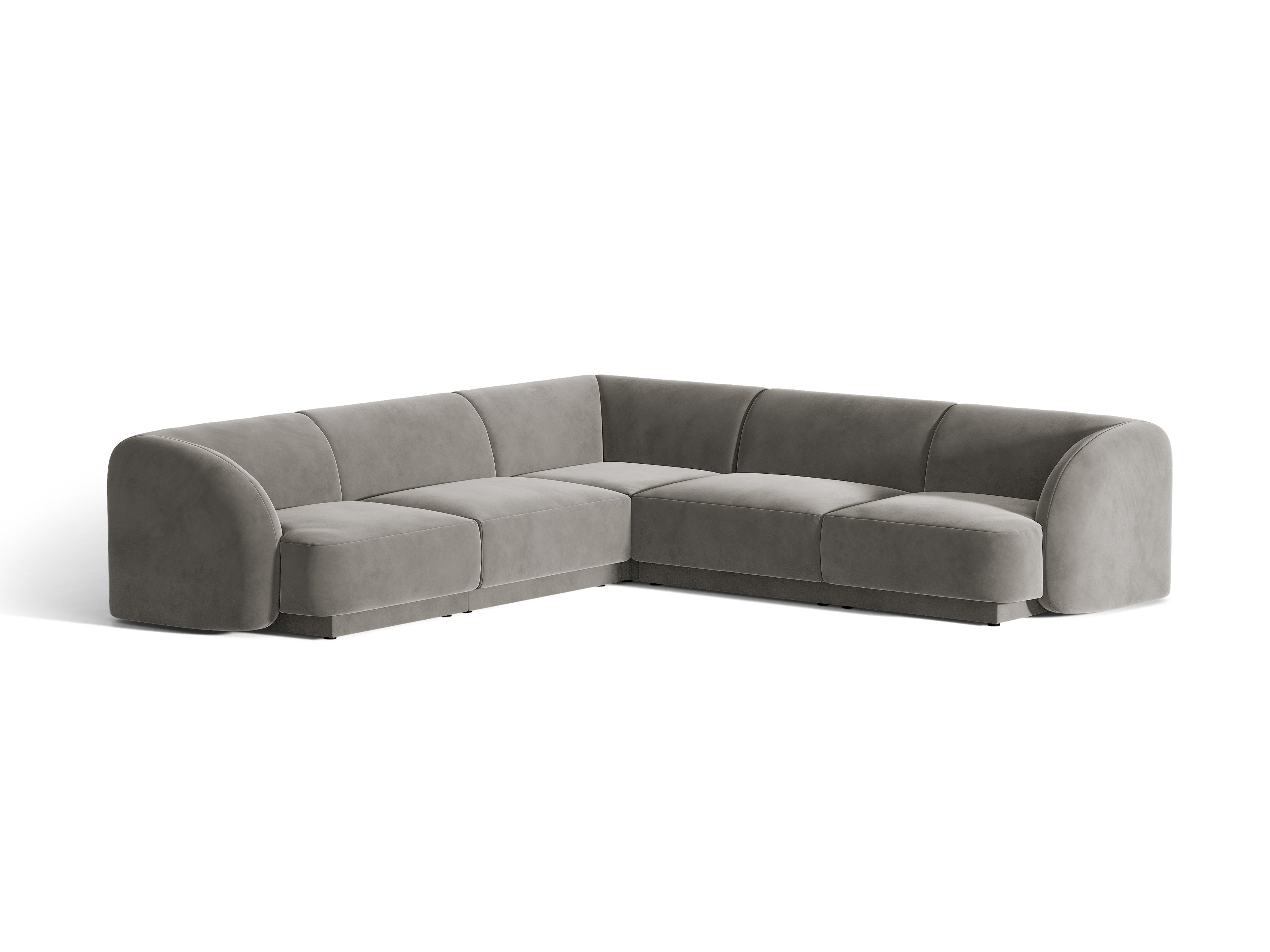 Velvet corner sofa for 5 people MILEY light gray