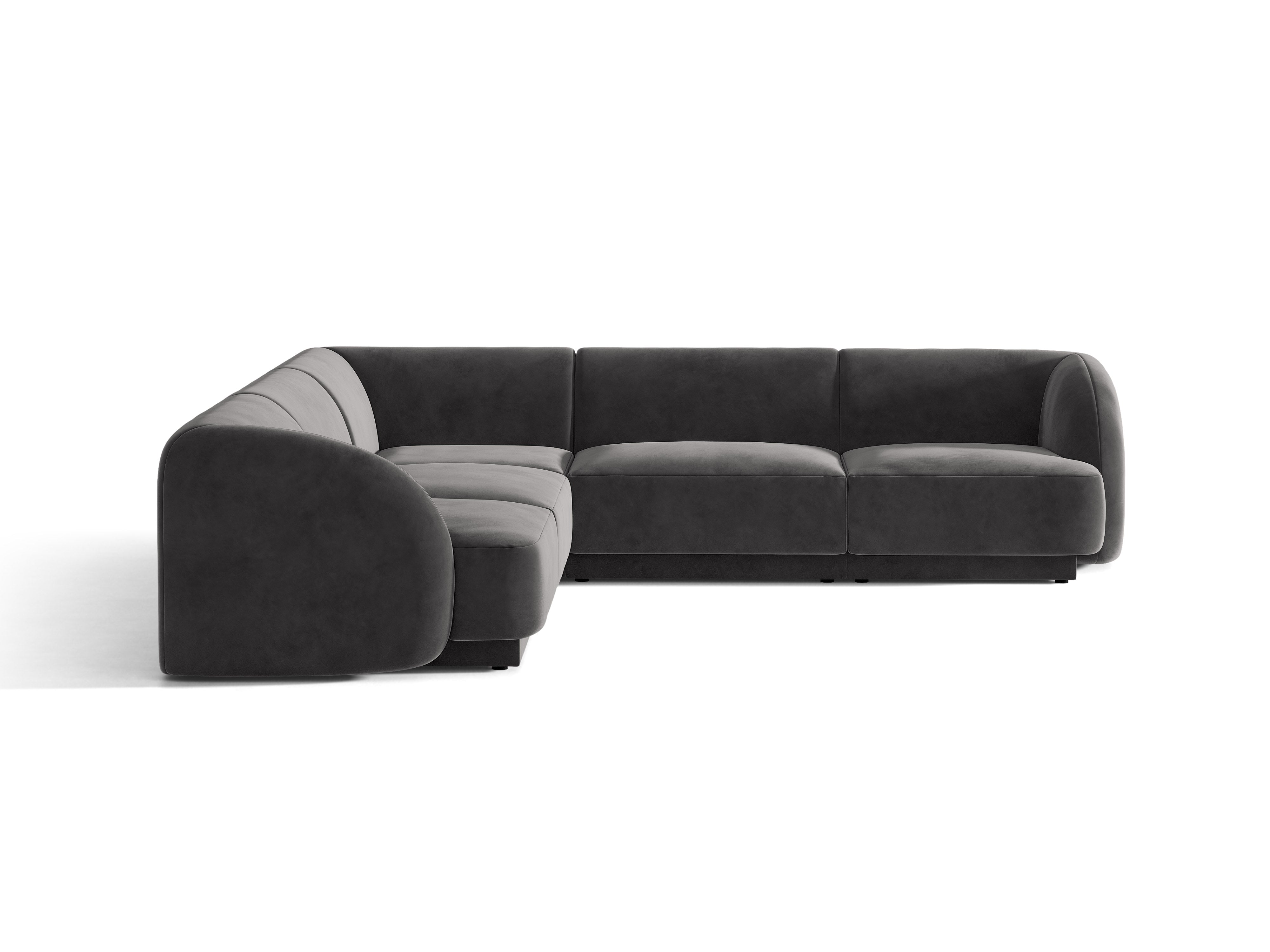 Velvet corner sofa for 5 people MILEY dark gray