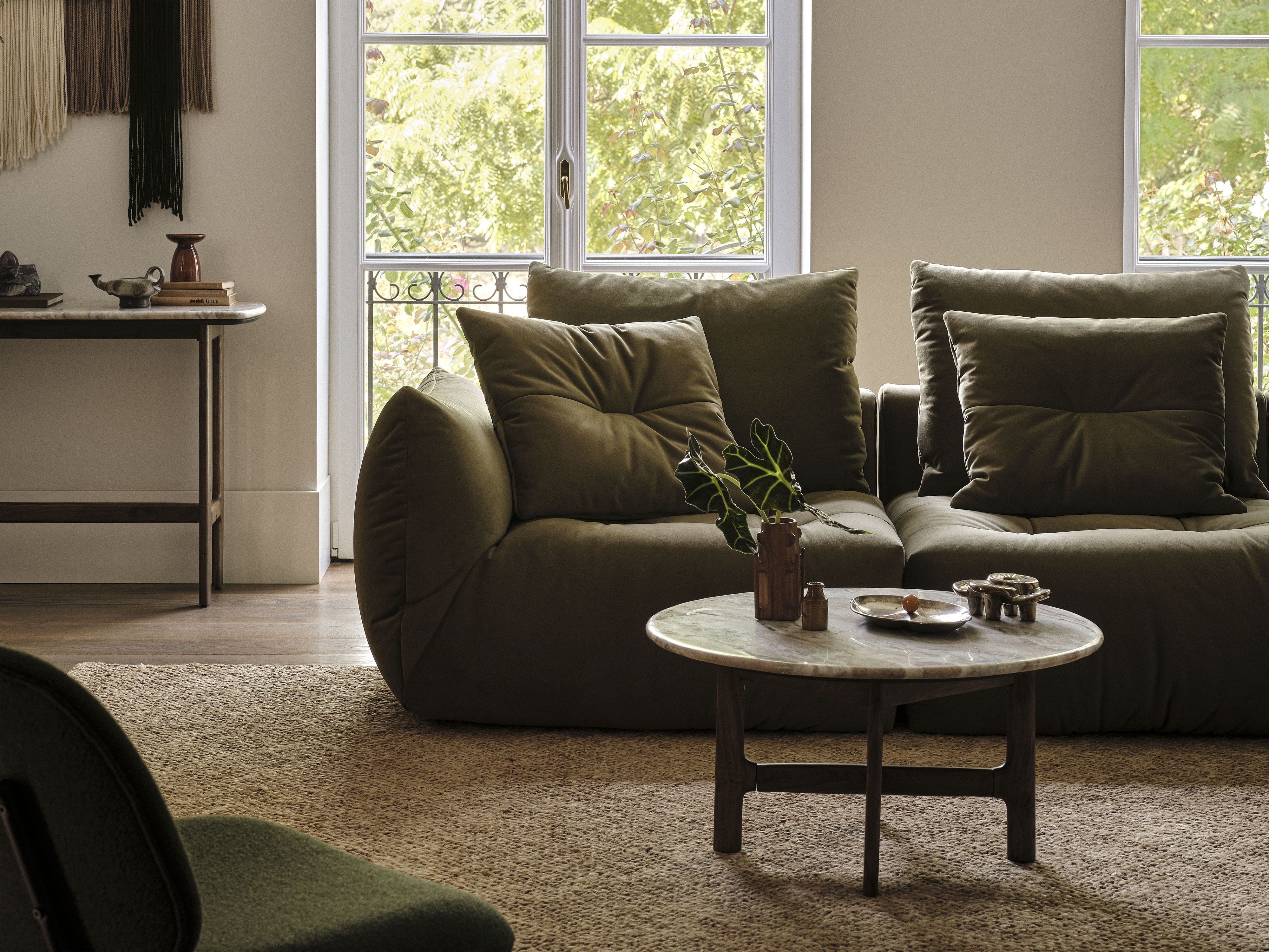 Velvet Modular Right Corner Sofa, "Bloom", 3 Seats, Ecru, 316x216x95
Made in Europe