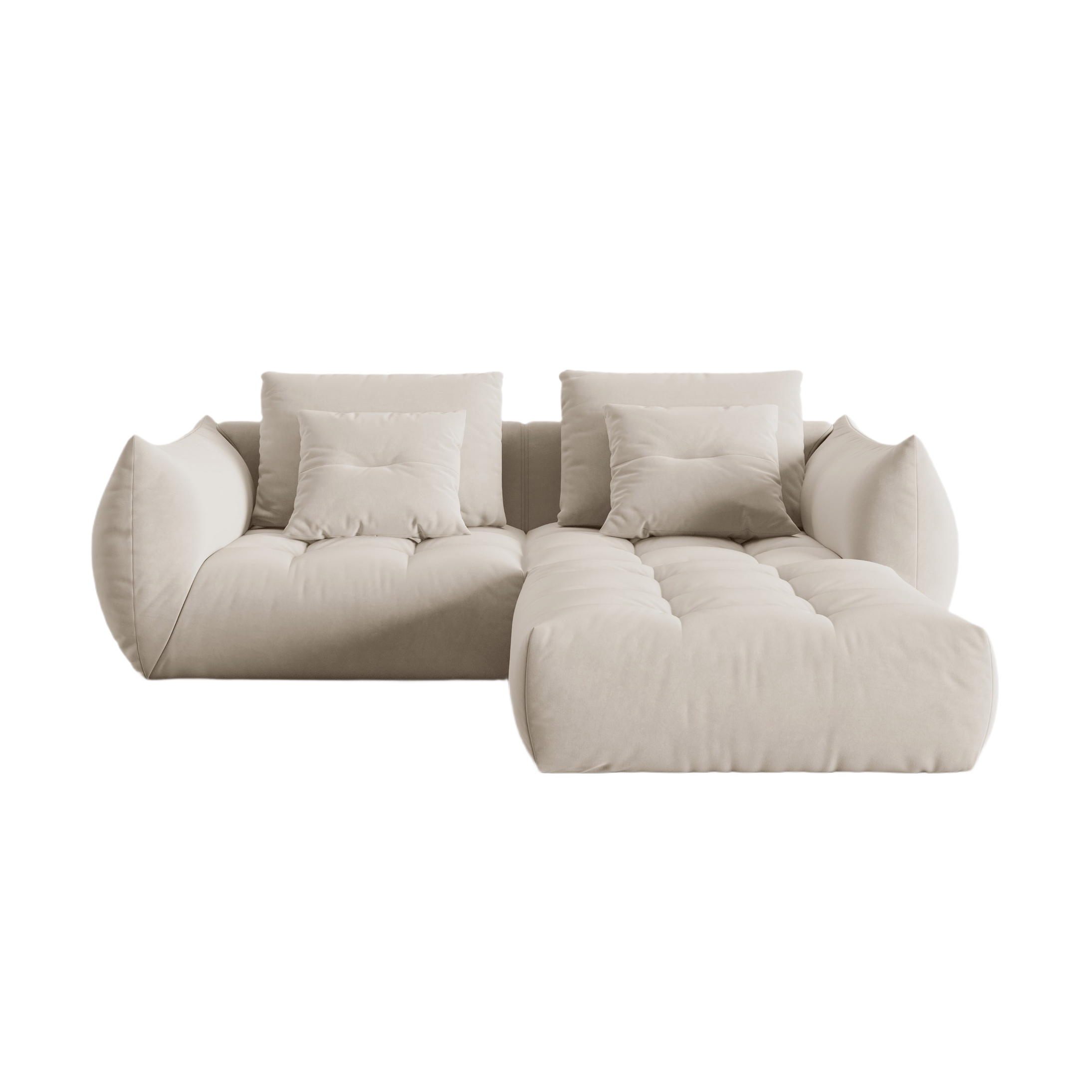 Velvet Modular Sofa, "Bloom", 3 Seats, Ecru, 232x216x95
Made in Europe