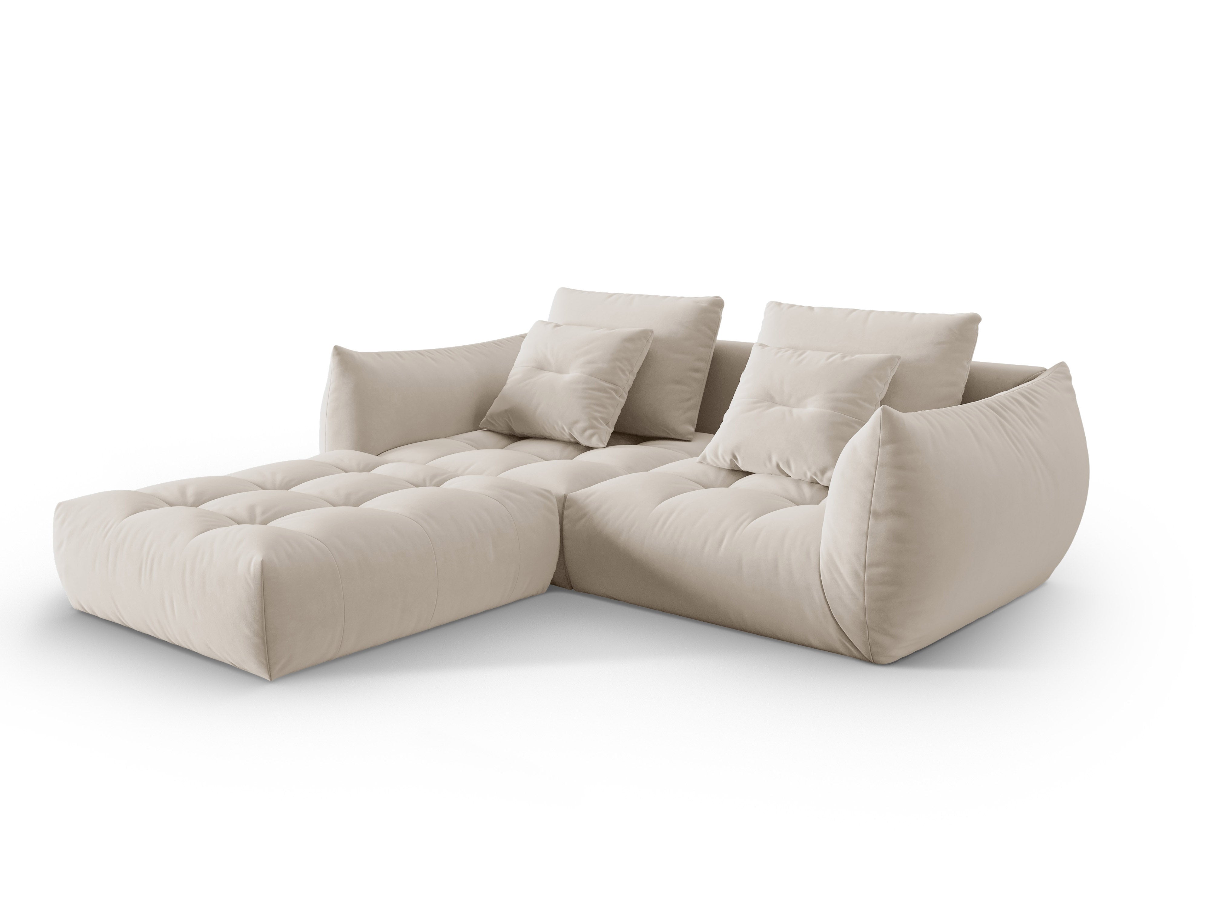 Velvet Modular Sofa, "Bloom", 3 Seats, Ecru, 232x216x95
Made in Europe