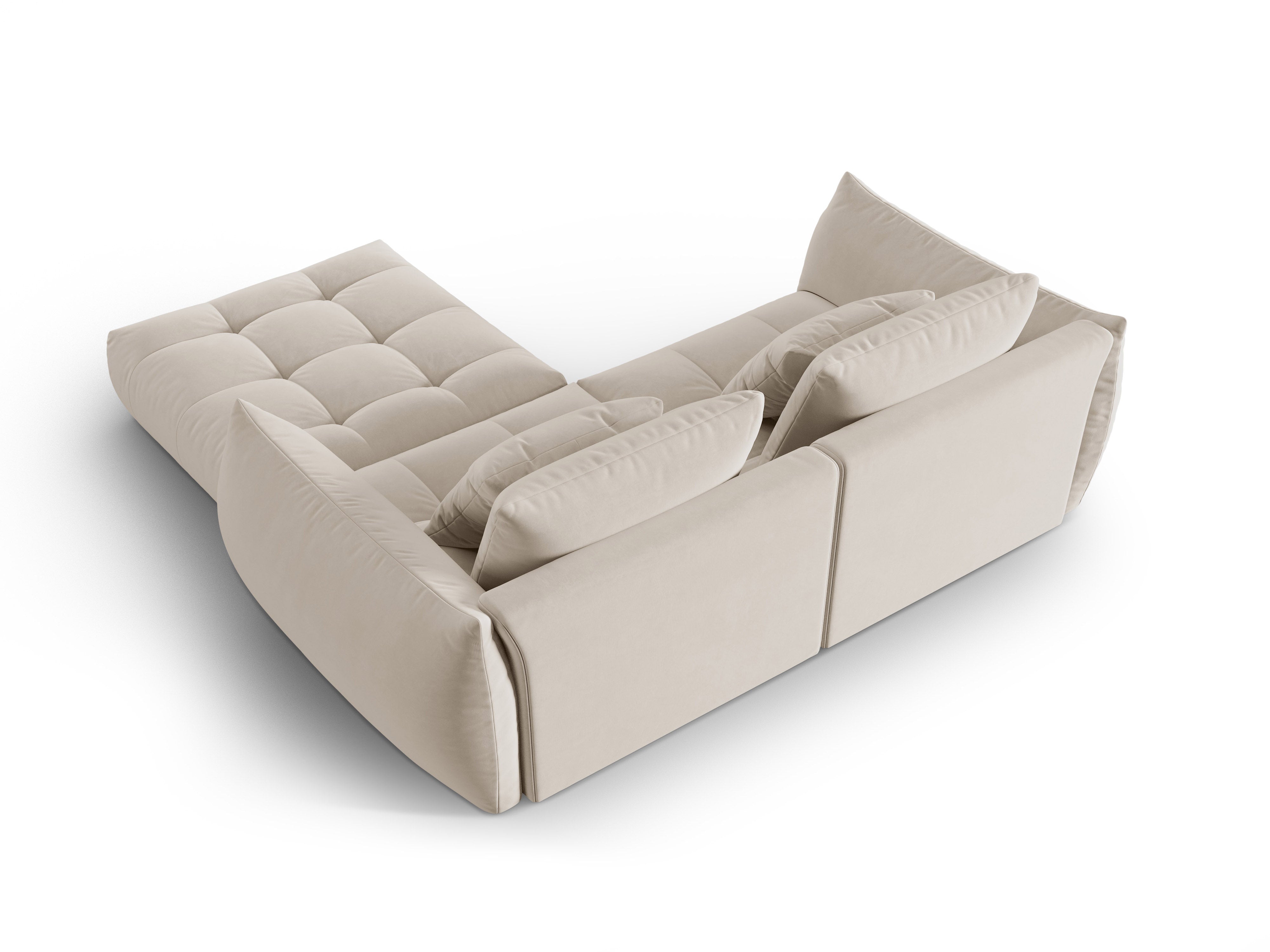 Velvet Modular Sofa, "Bloom", 3 Seats, Ecru, 232x216x95
Made in Europe