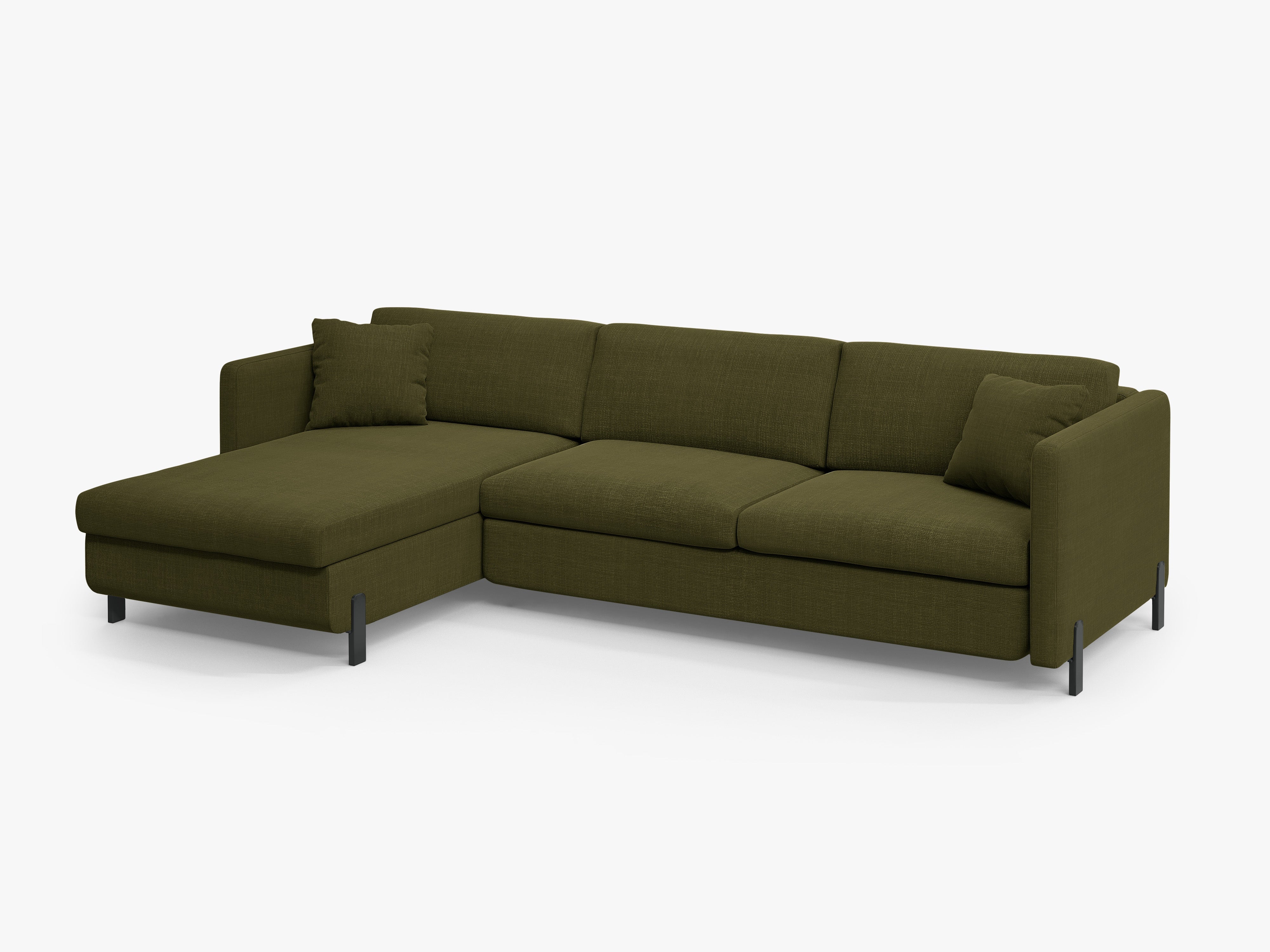 Left Corner Sofa with Bed Function and Box, "Gloria", 5 Seats, Green, 280x170x80
Made in Europe