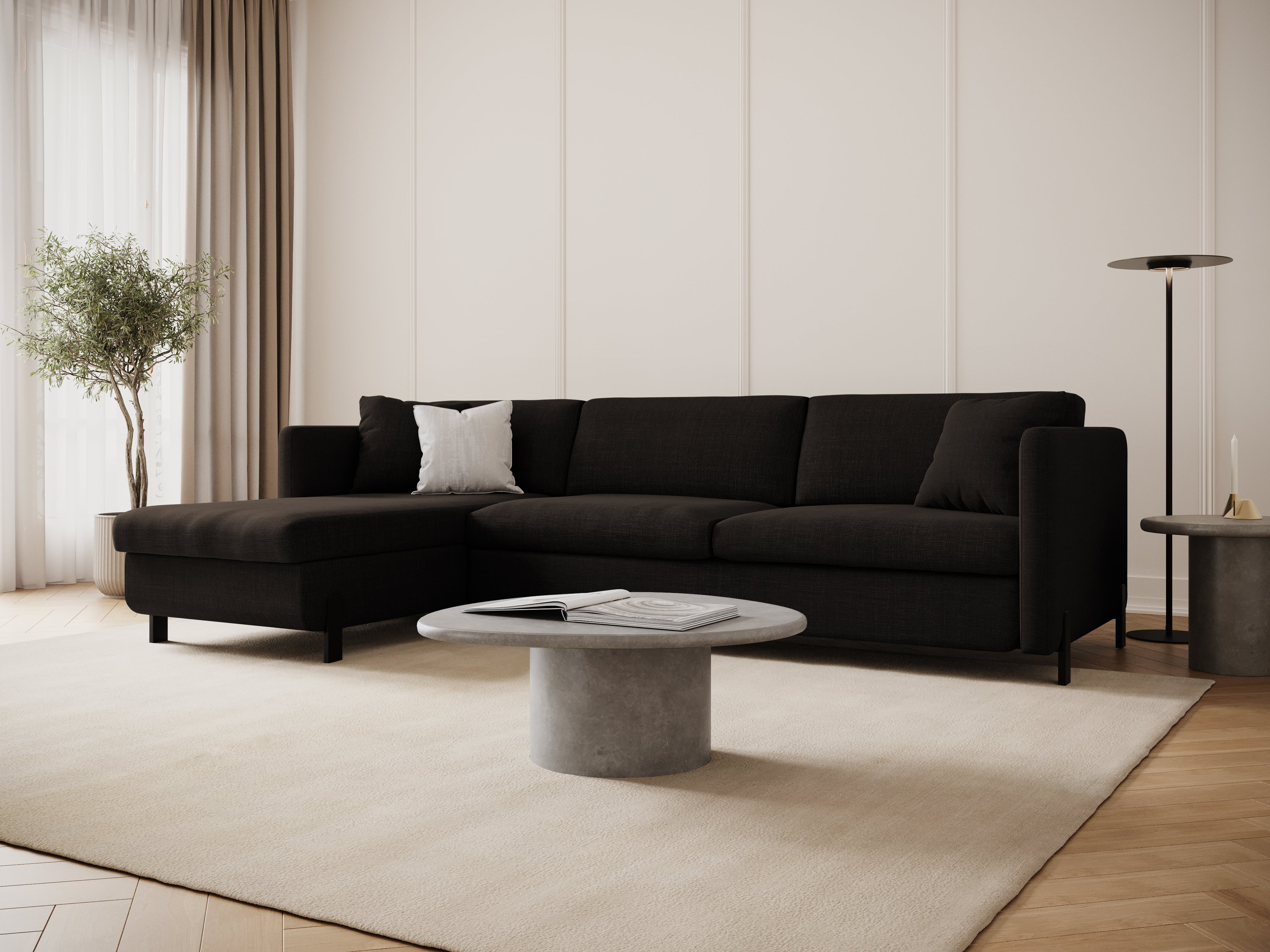 Left Corner Sofa with Bed Function and Box, "Gloria", 5 Seats, Dark Gray, 280x170x80
Made in Europe