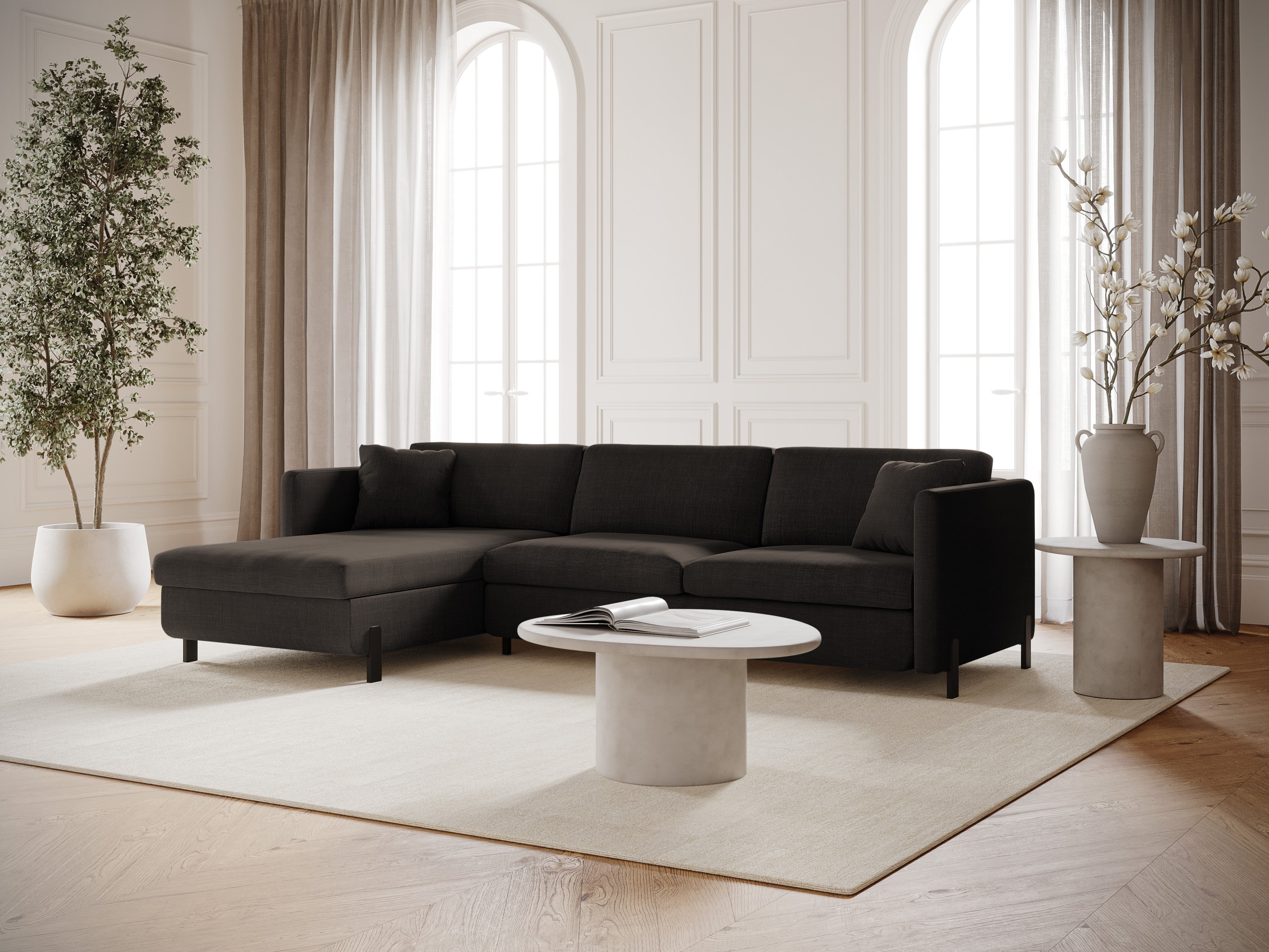 Left Corner Sofa with Bed Function and Box, "Gloria", 5 Seats, Dark Gray, 280x170x80
Made in Europe