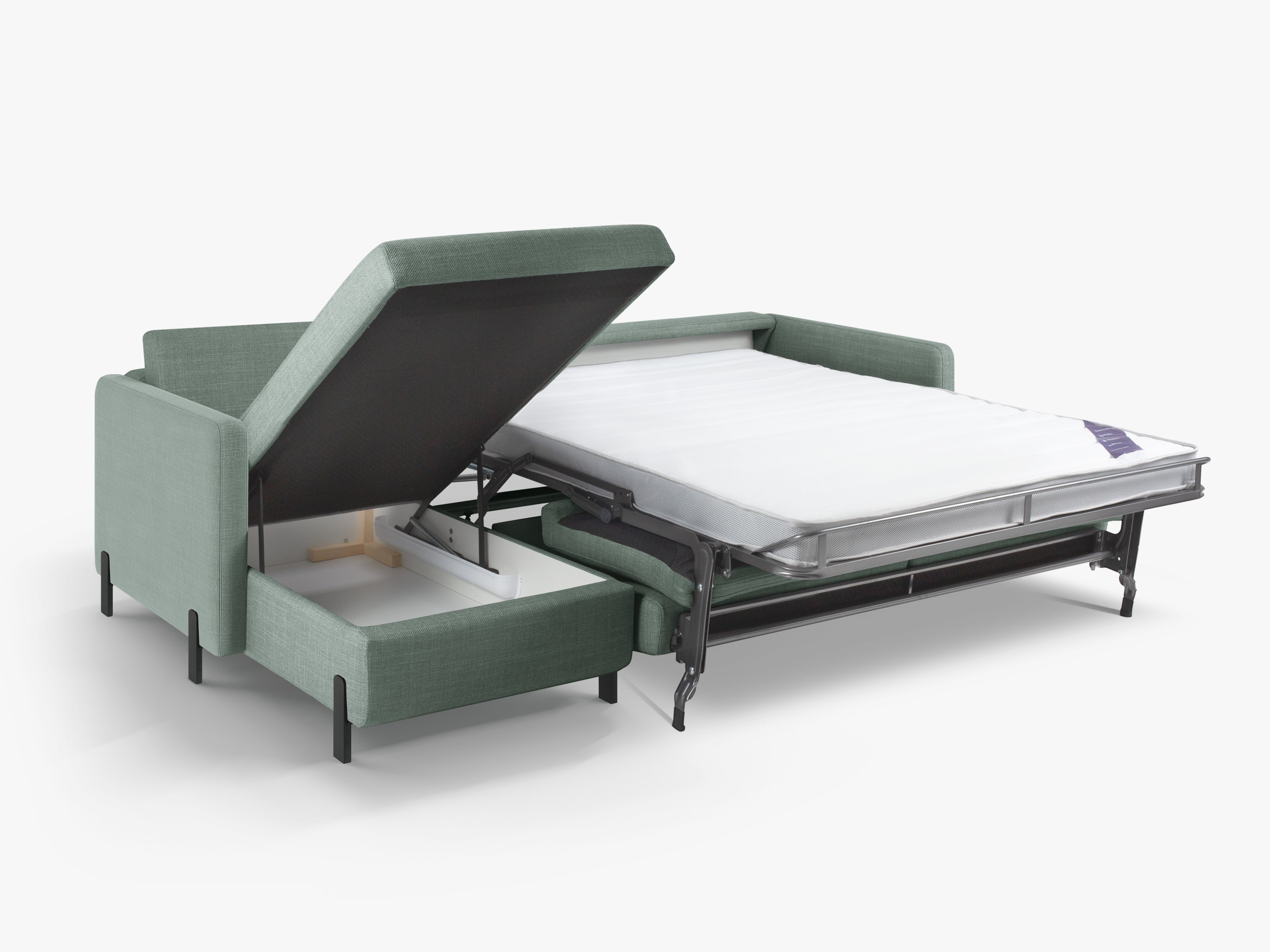 Left Corner Sofa with Bed Function and Box, "Gloria", 5 Seats, Mint, 280x170x80
Made in Europe