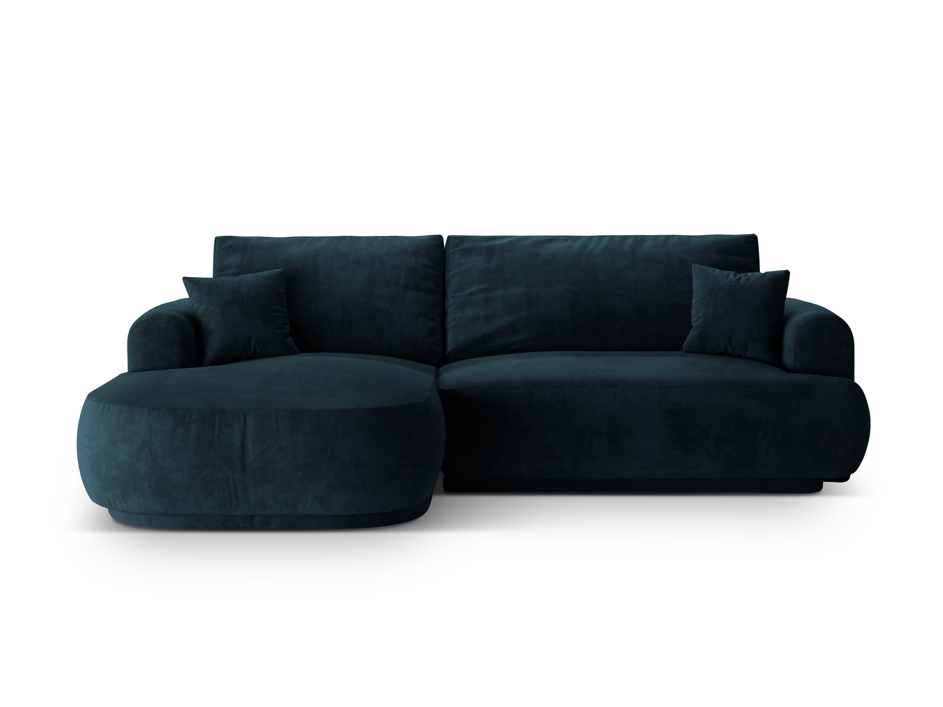 Samt linke Ecke mit Schlaffunktion Ella Benzin Marine Blau