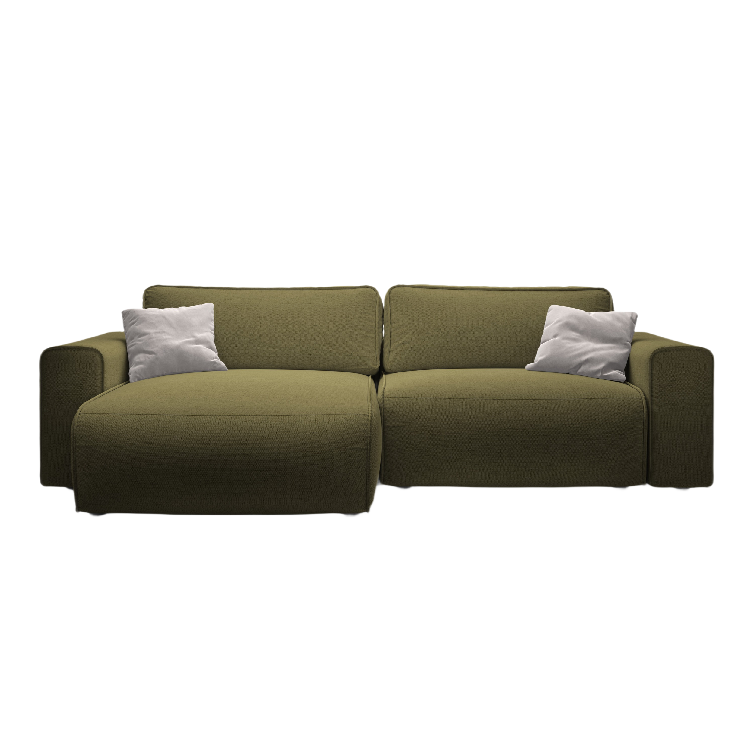 Left-facing 3-seater sofa bed VICTOR green chenille