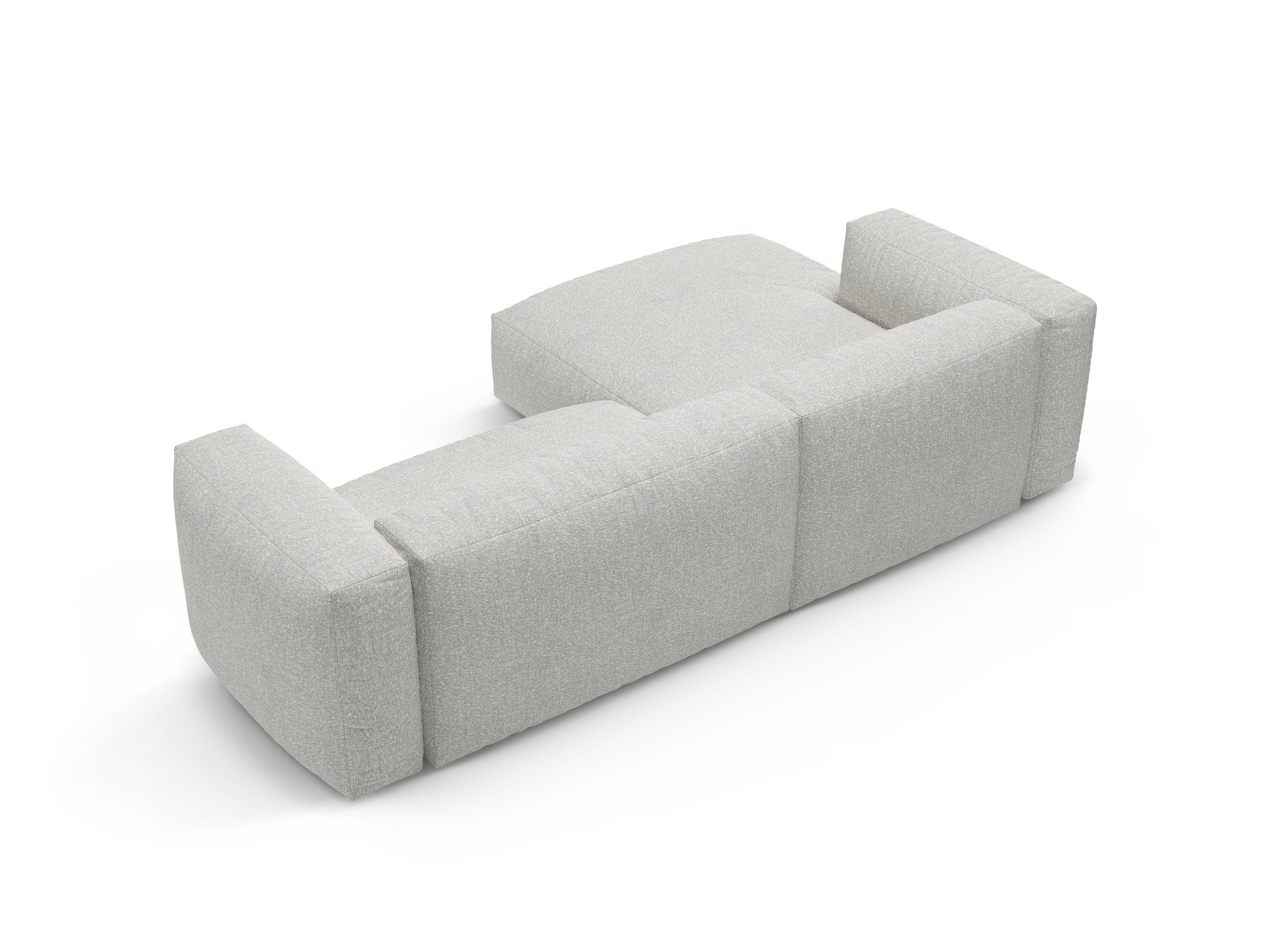 Left-facing corner sofa bed MARTINA in gray-beige mélange boucle