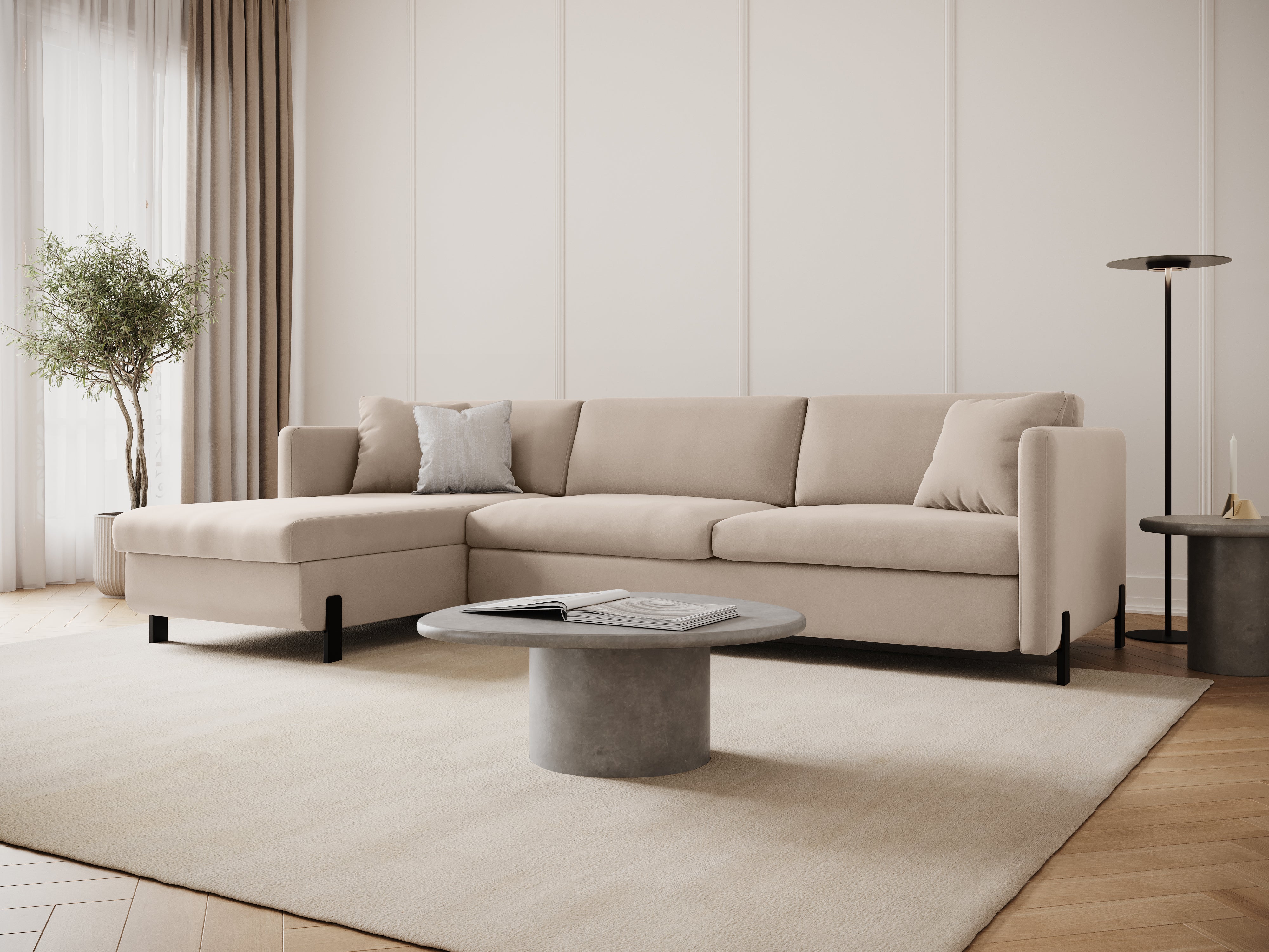 Velvet Linksecke Sofa mit Bettfunktion, "Gloria", 5 Sitze, Beige, 280x170x80
In Europa gemacht
