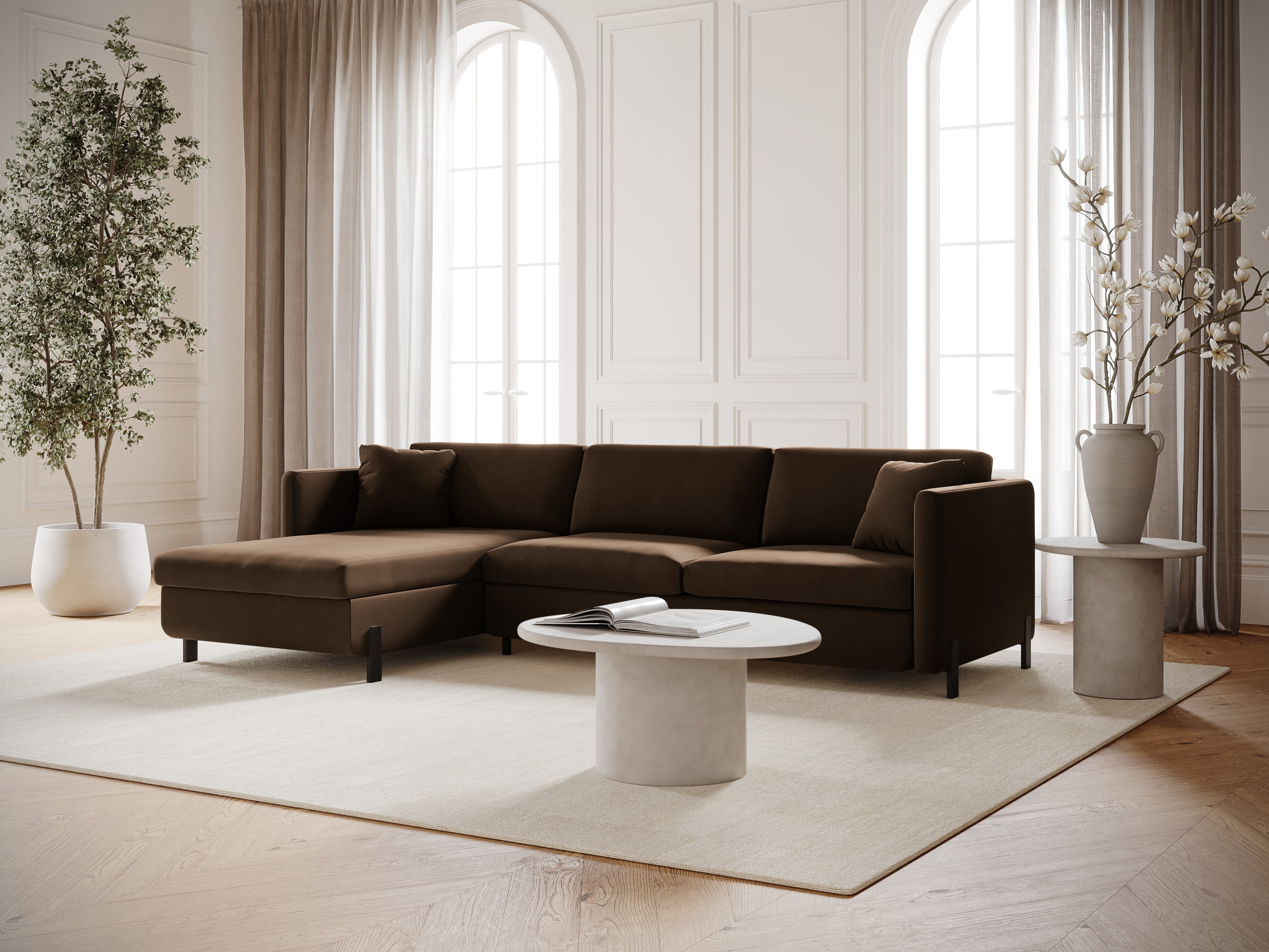 Velvet Linksecke Sofa mit Bettfunktion, "Gloria", 5 Sitze, Schokolade, 280x170x80
In Europa gemacht
