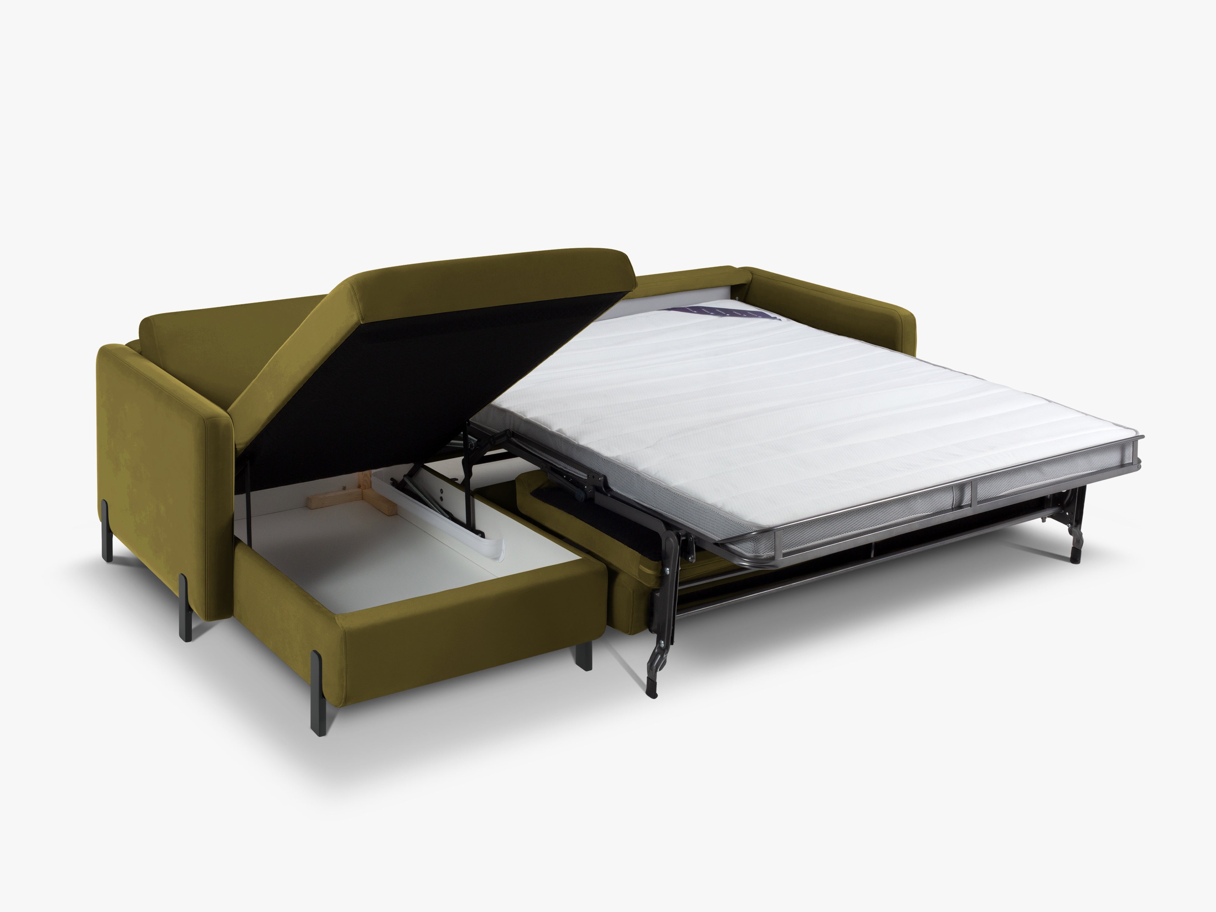 Velvet Linksecke Sofa mit Bettfunktion, "Gloria", 5 Sitze, Grün, 280x170x80
In Europa gemacht