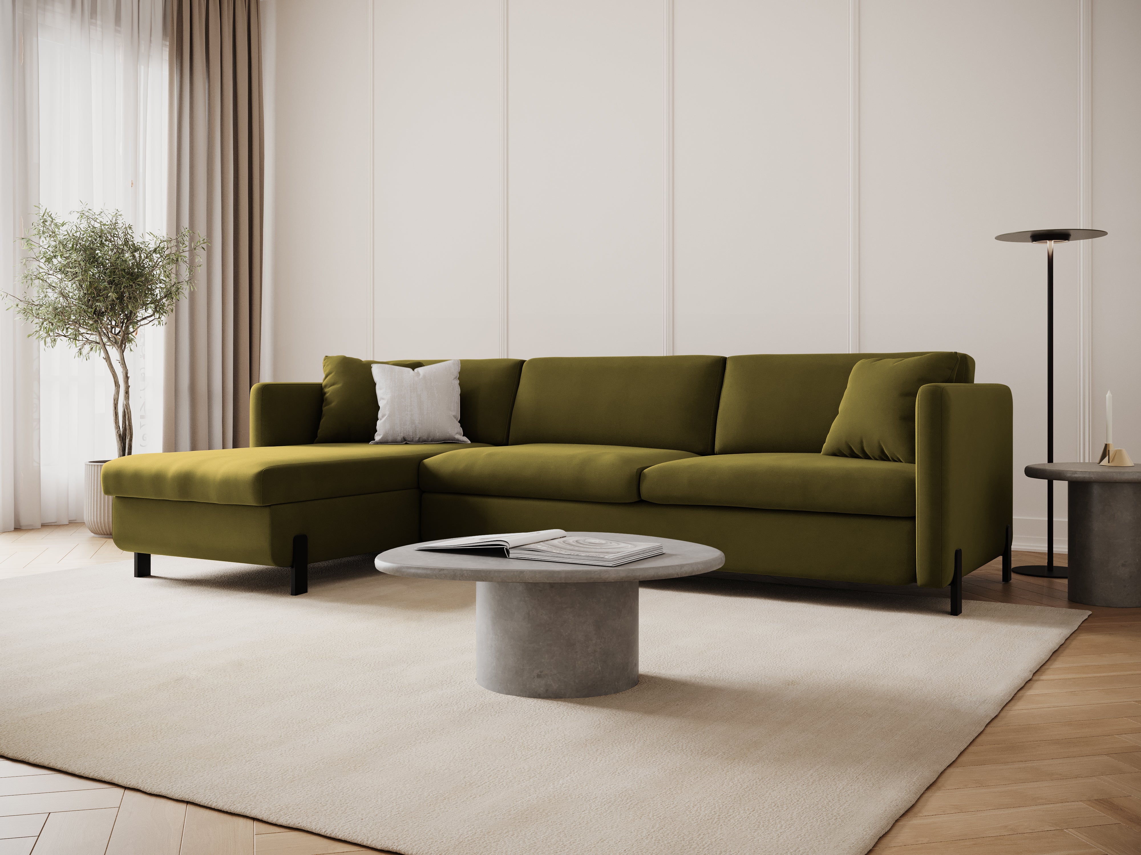 Velvet Linksecke Sofa mit Bettfunktion, "Gloria", 5 Sitze, Grün, 280x170x80
In Europa gemacht