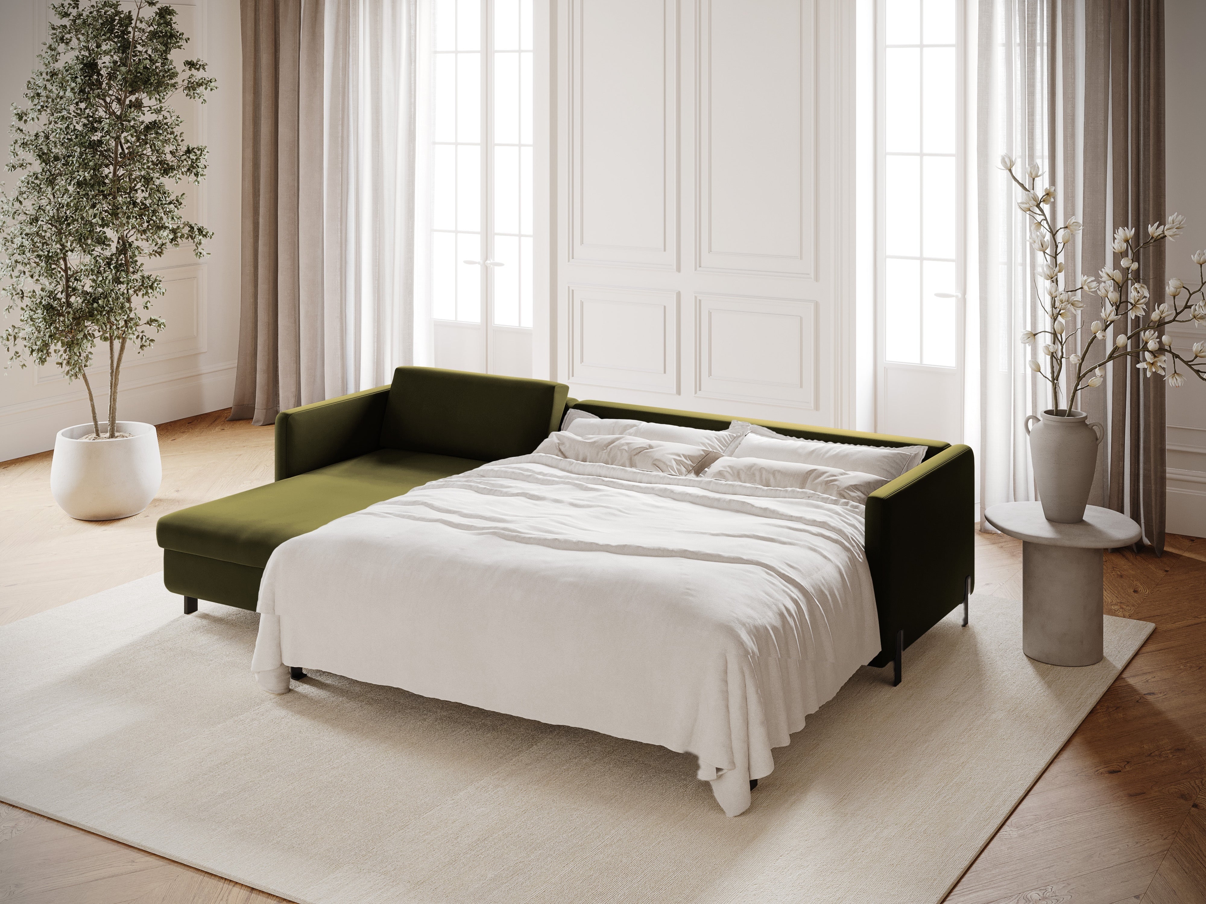 Velvet Linksecke Sofa mit Bettfunktion, "Gloria", 5 Sitze, Grün, 280x170x80
In Europa gemacht