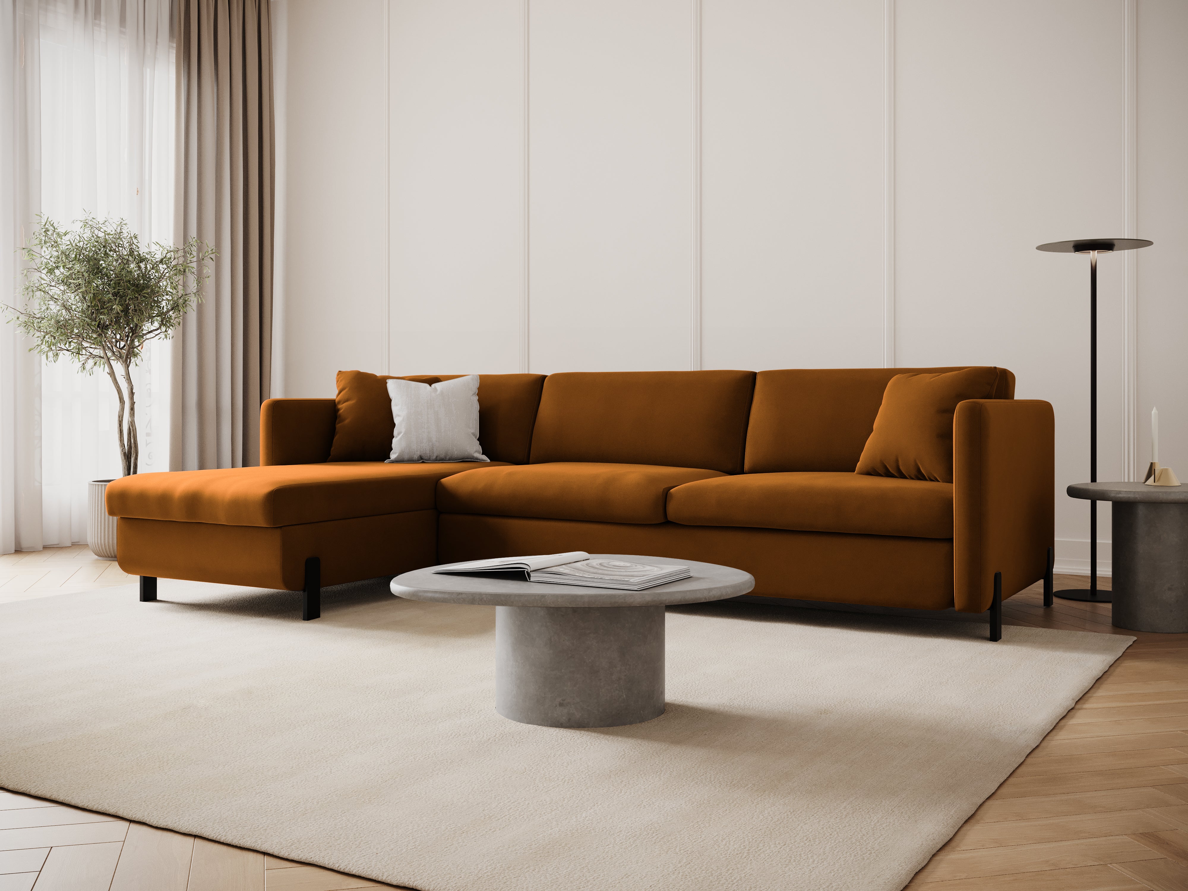 Velvet Linksecke Sofa mit Bettfunktion, "Gloria", 5 Sitze, braun, 280x170x80
In Europa gemacht