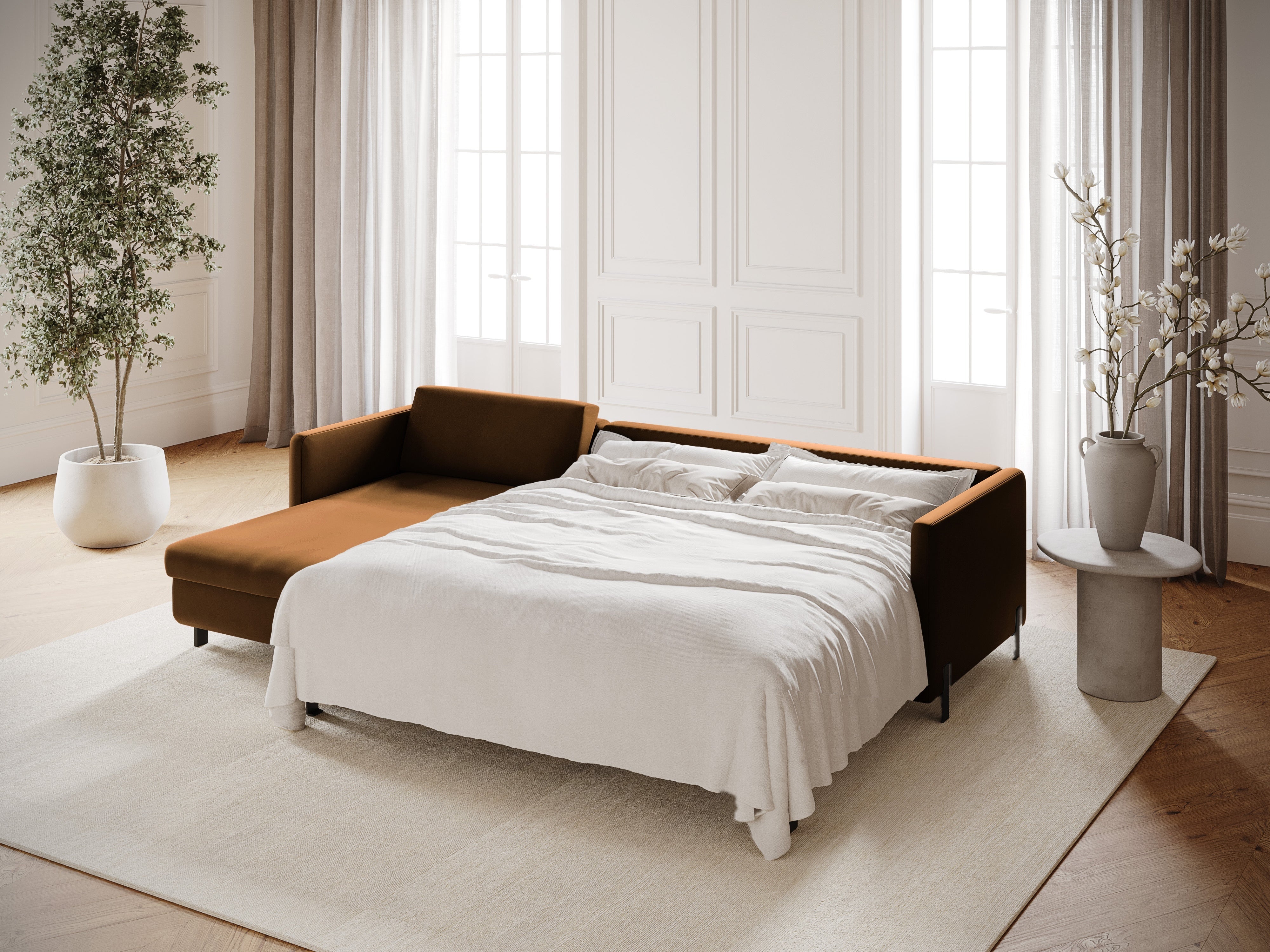 Velvet Linksecke Sofa mit Bettfunktion, "Gloria", 5 Sitze, braun, 280x170x80
In Europa gemacht