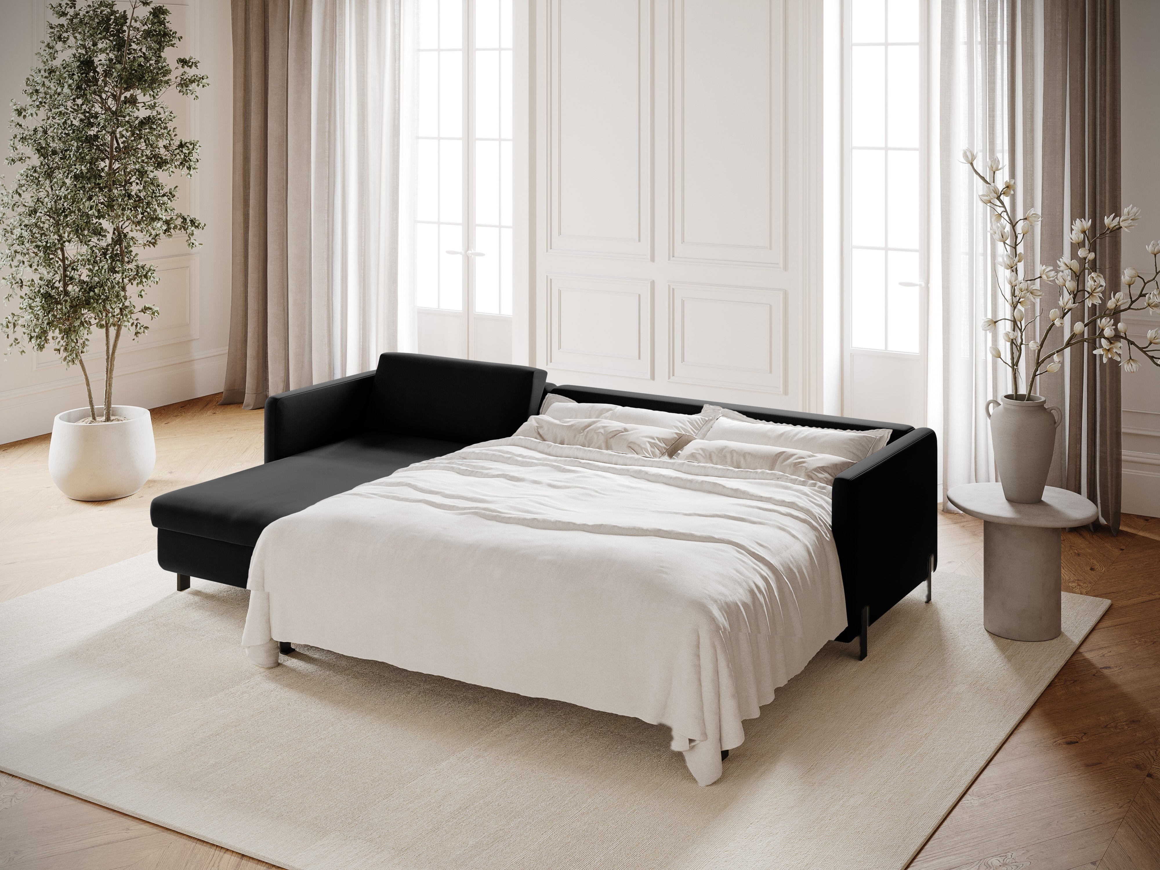 Velvet Linksecke Sofa mit Bettfunktion, "Gloria", 5 Sitze, schwarz, 280x170x80
In Europa gemacht
