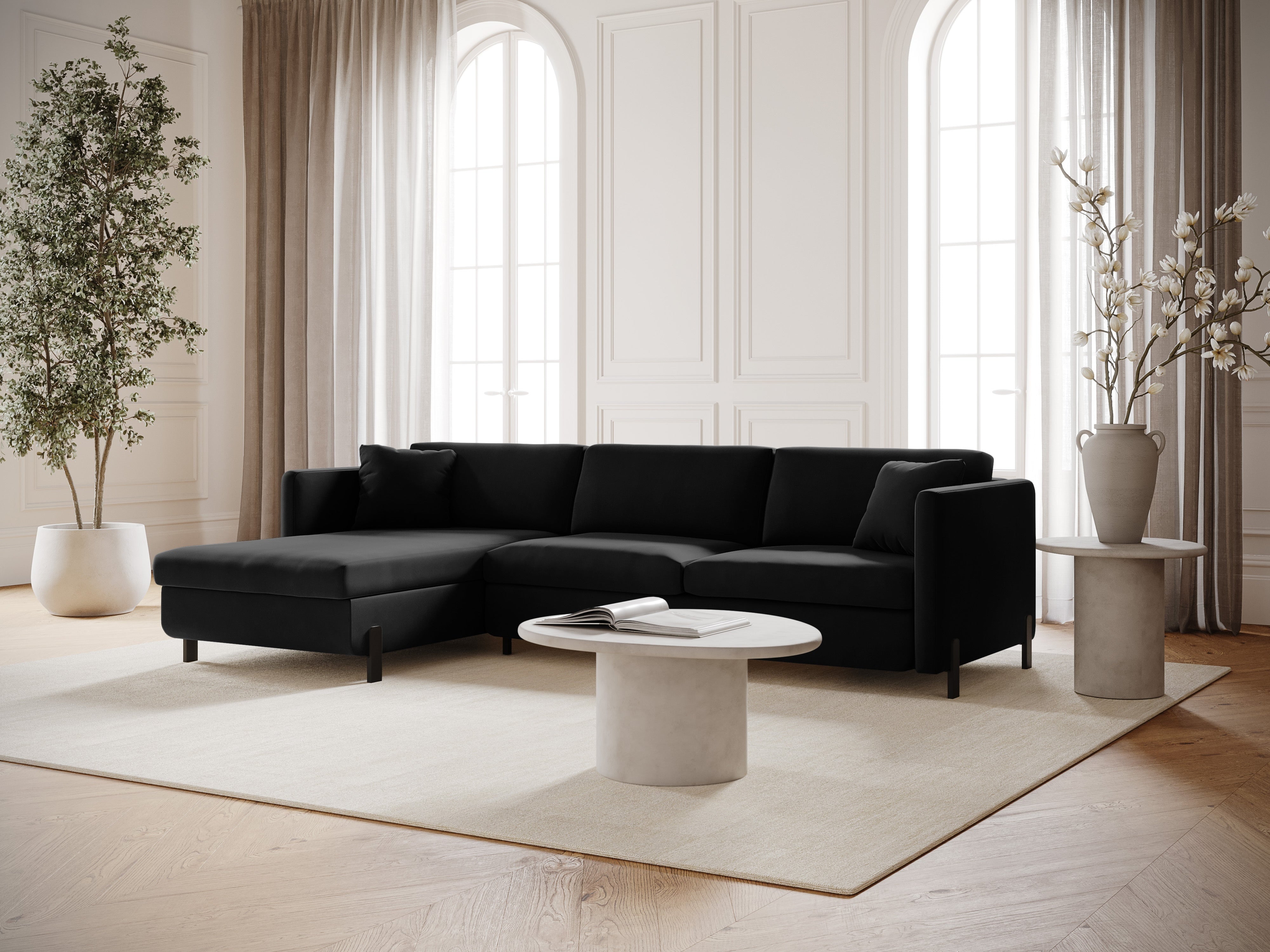 Velvet Linksecke Sofa mit Bettfunktion, "Gloria", 5 Sitze, schwarz, 280x170x80
In Europa gemacht