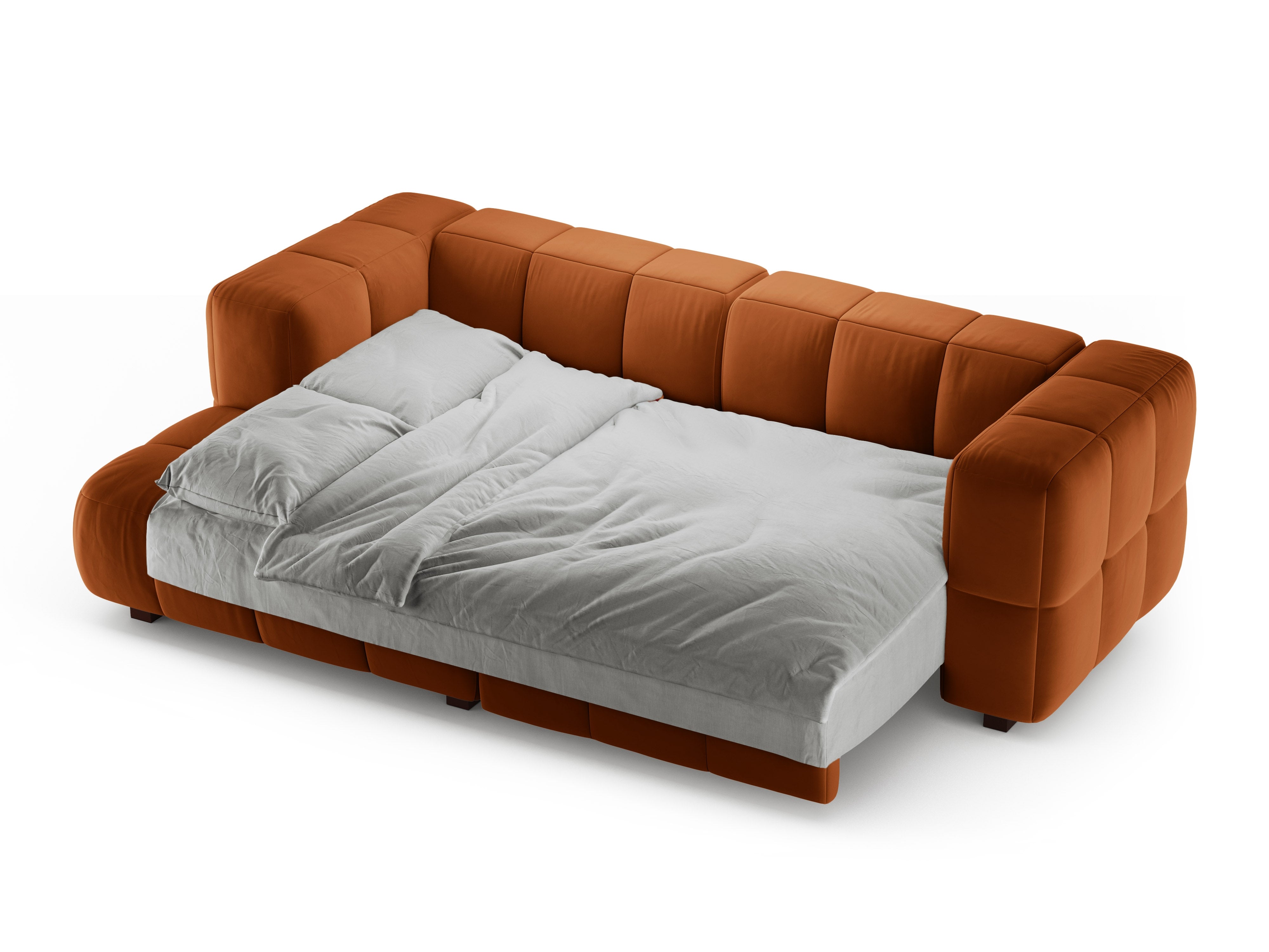 Velvet Left-Arm Sofa Bed PUMA Terracotta