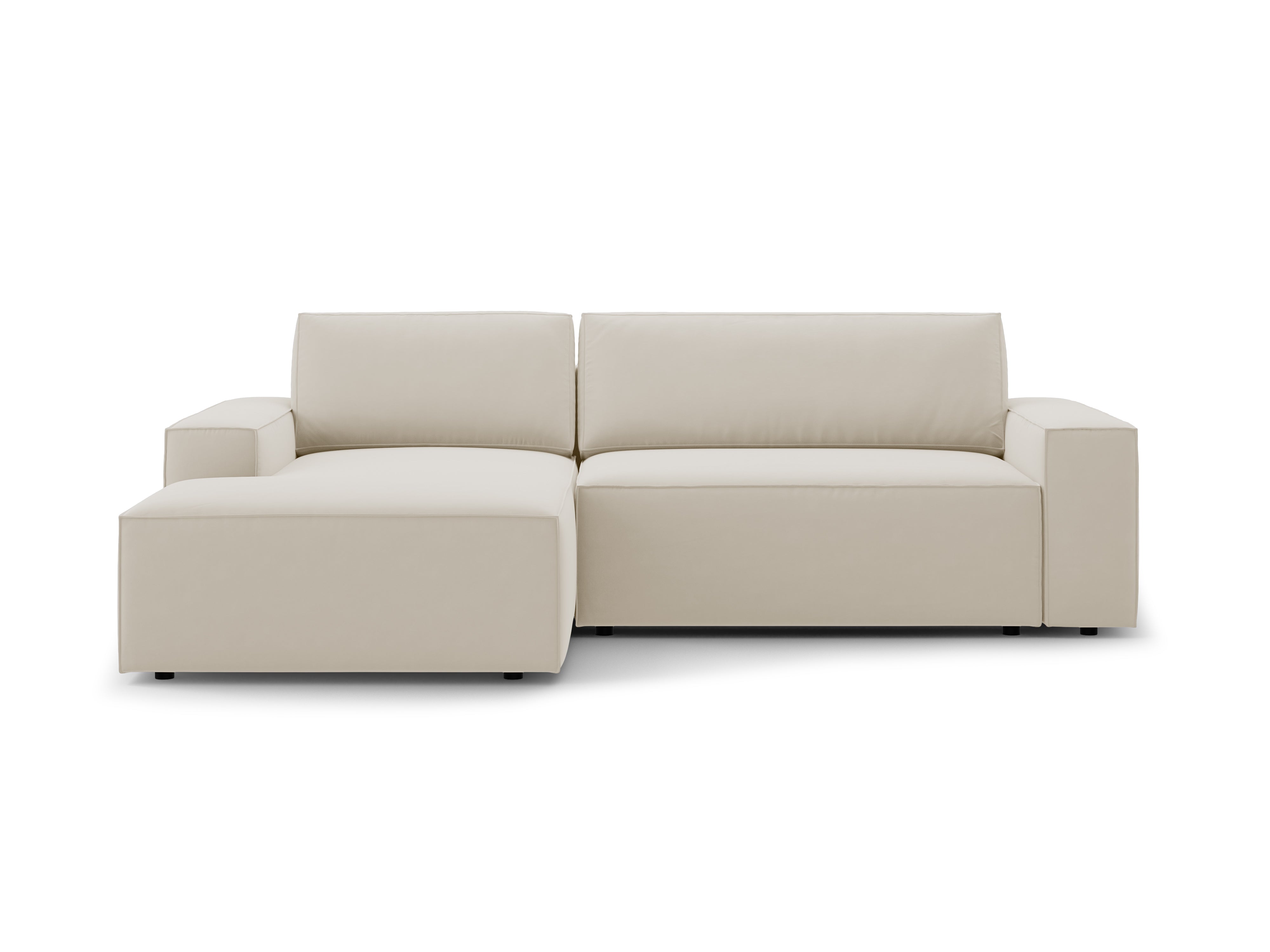 Left-facing velvet corner sofa bed JODIE dark beige
