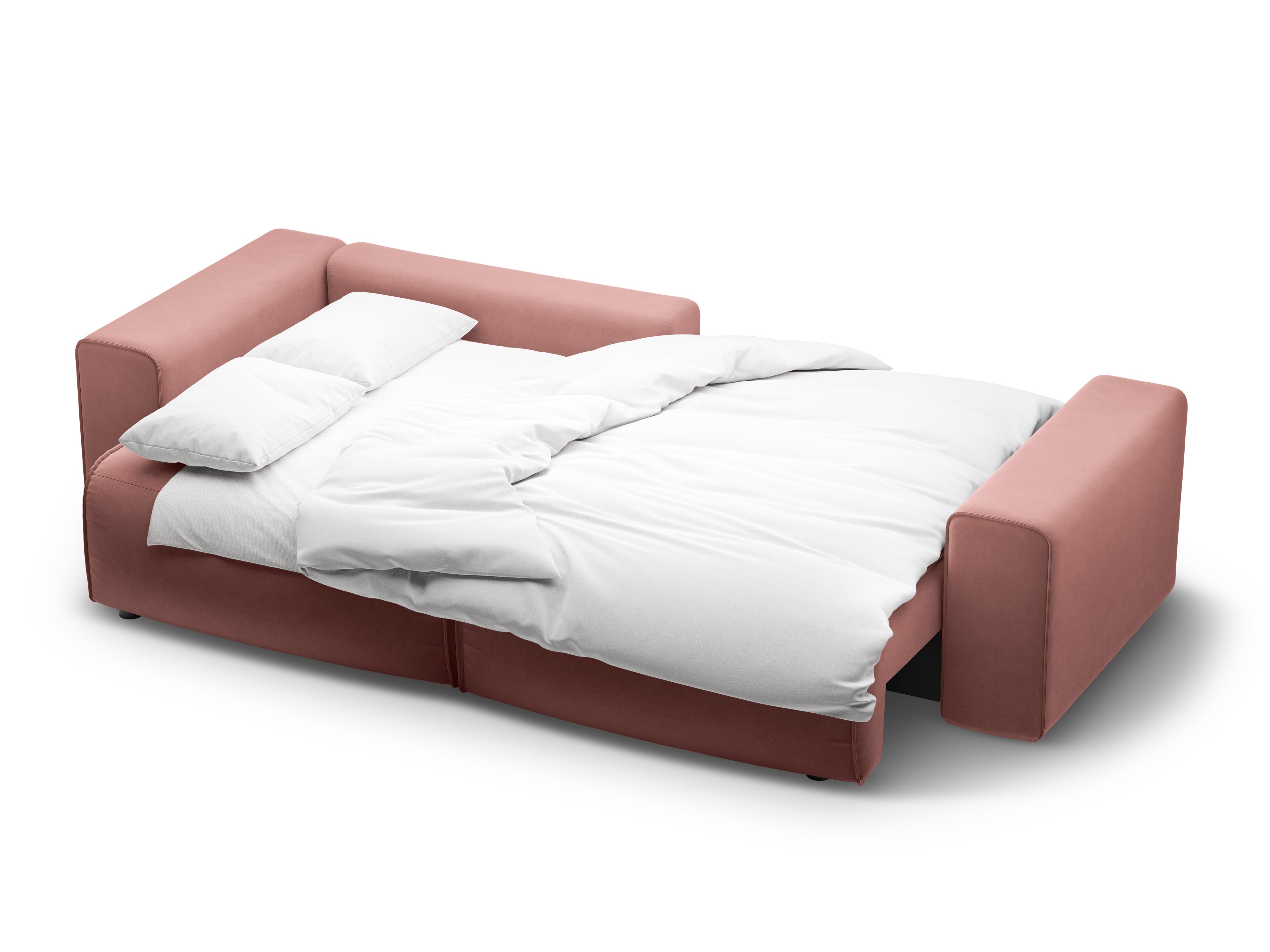 Samt-Ecksofa linksseitig 3-sitzig mit Schlaffunktion VICTOR rosa