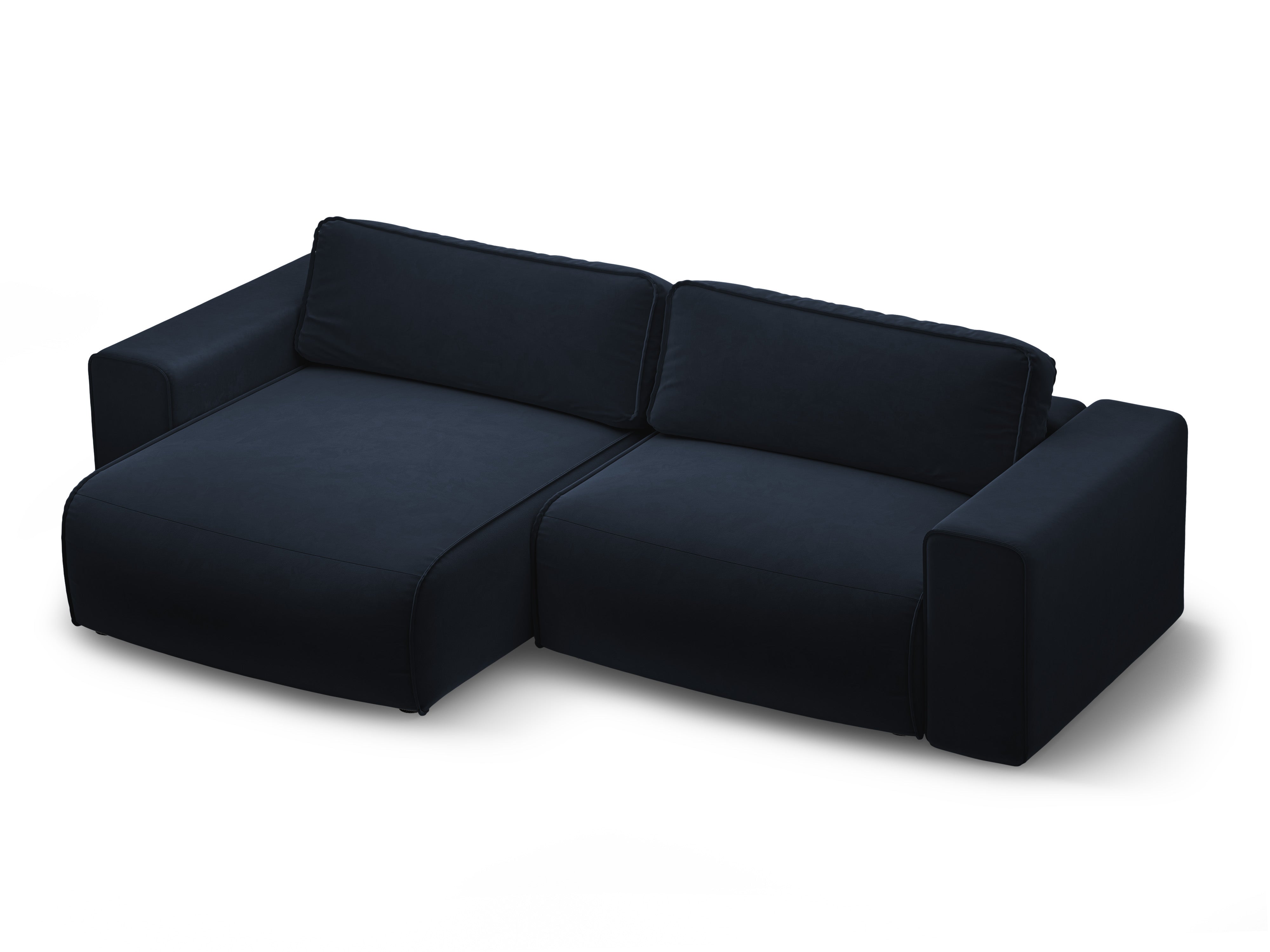 Samt-Ecksofa linksseitig 3-sitzig mit Schlaffunktion VICTOR in Marineblau