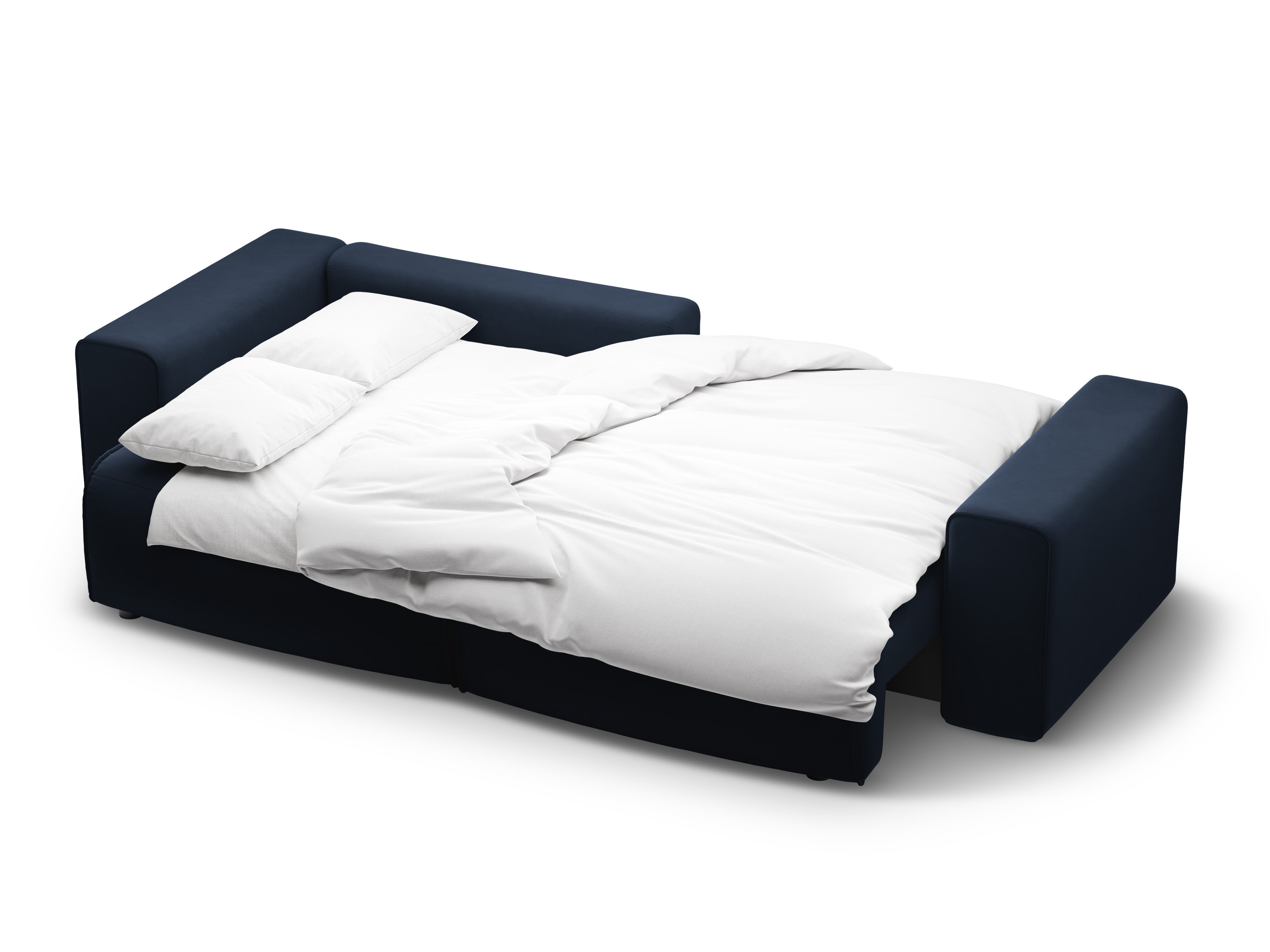 Samt-Ecksofa linksseitig 3-sitzig mit Schlaffunktion VICTOR in Marineblau