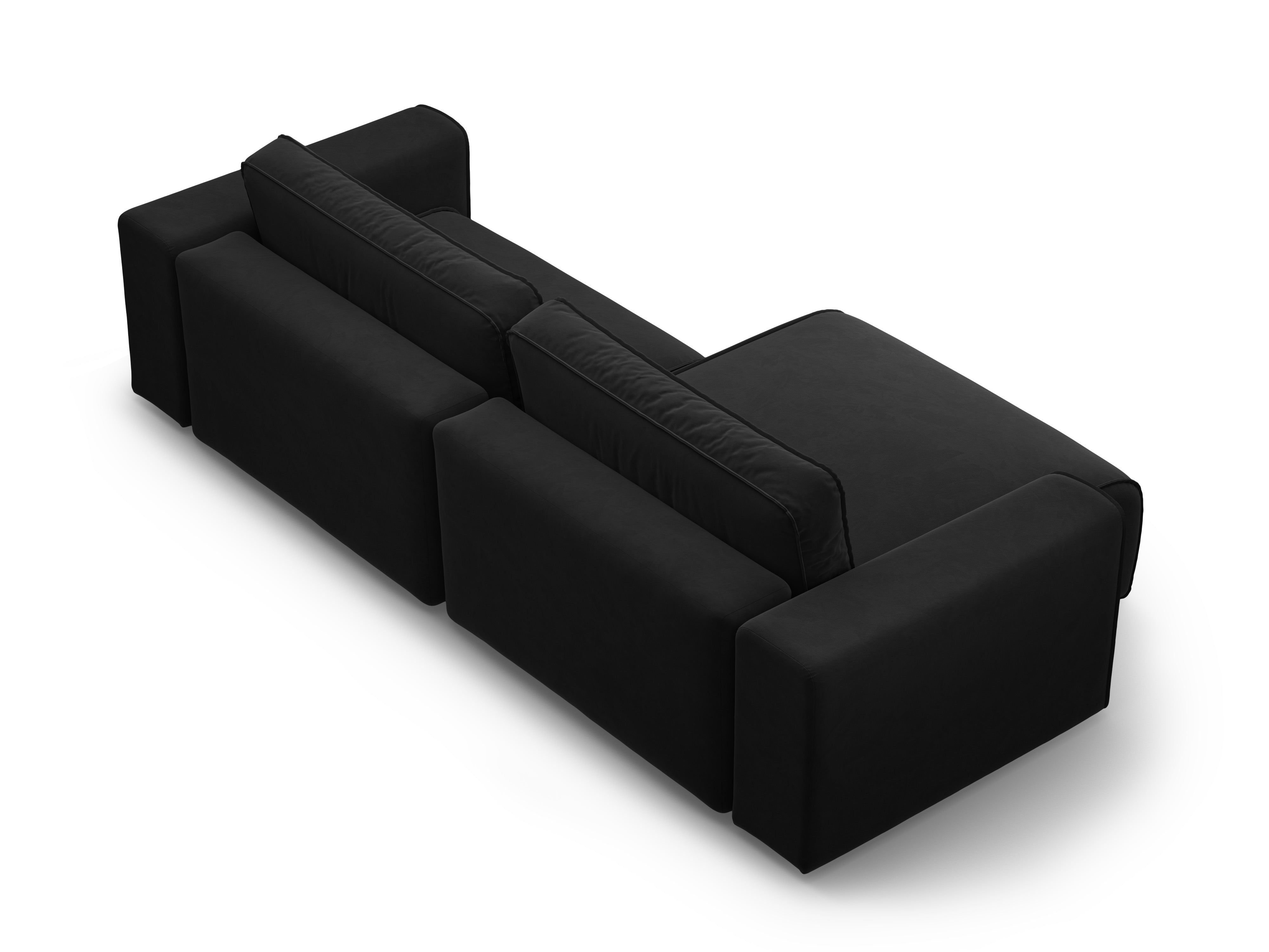 Black velvet left-sided 3-seater sofa bed VICTOR
