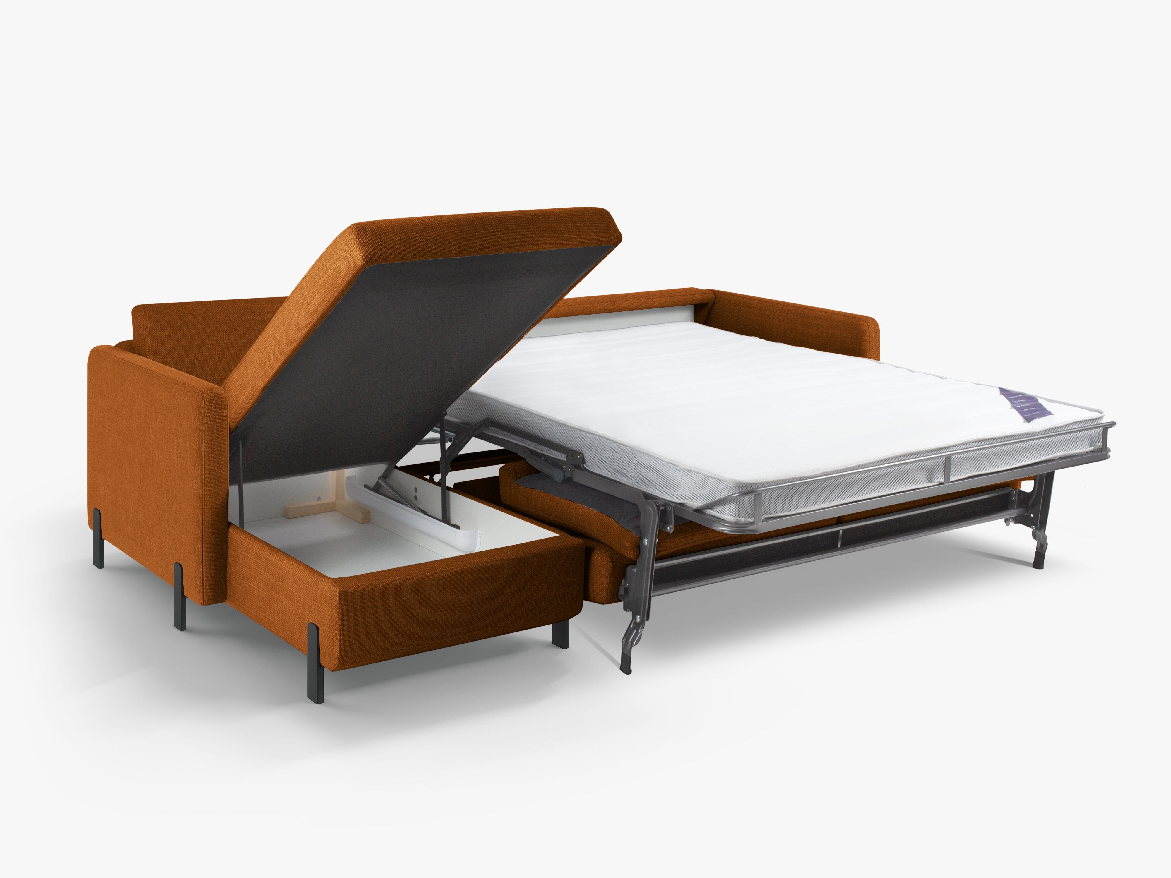 Left Corner Sofa with Bed Function and Box, "Gloria", 4 Seats, Brick, 260x170x80
Made in Europe