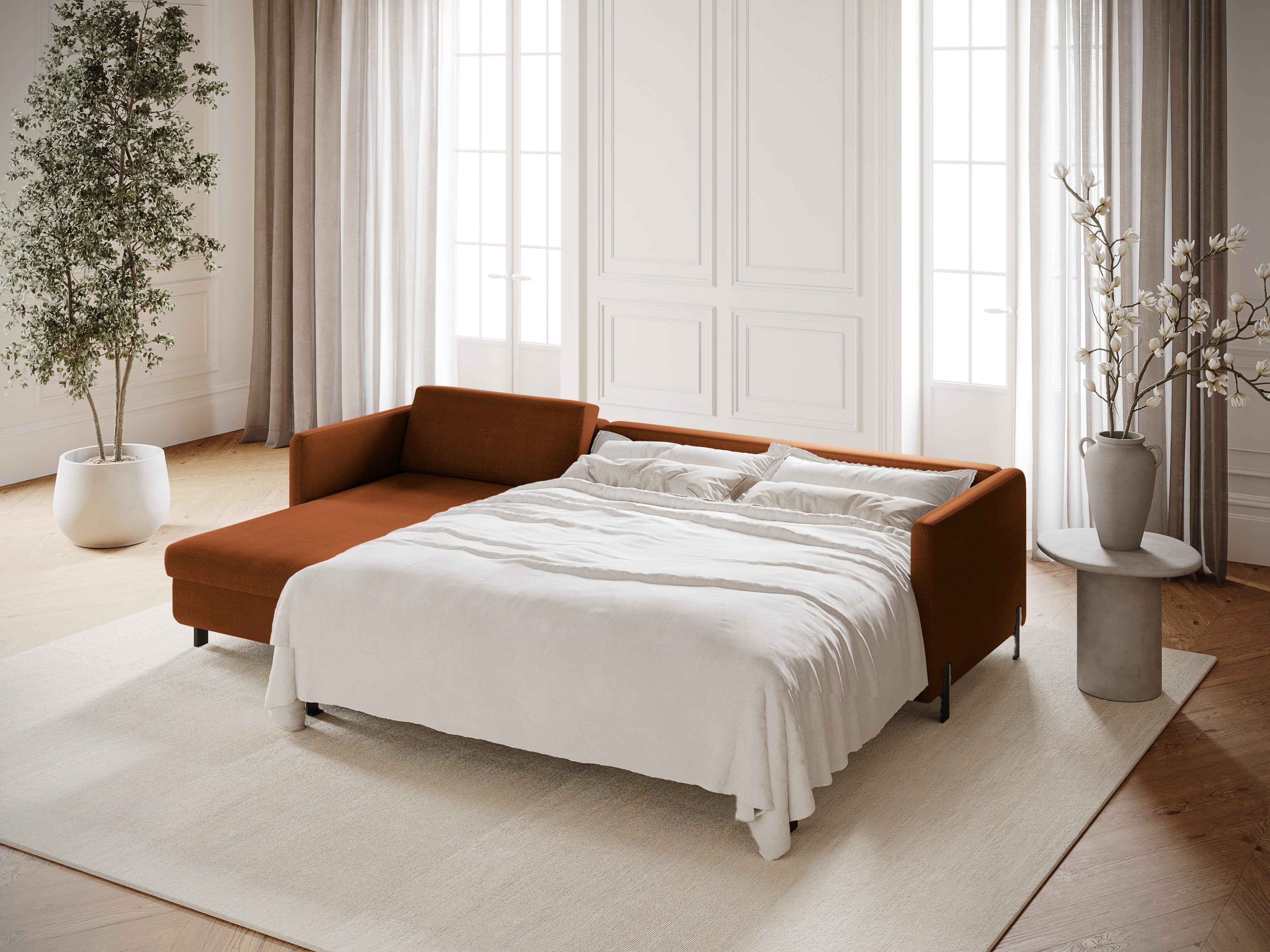 Left Corner Sofa with Bed Function and Box, "Gloria", 4 Seats, Brick, 260x170x80
Made in Europe