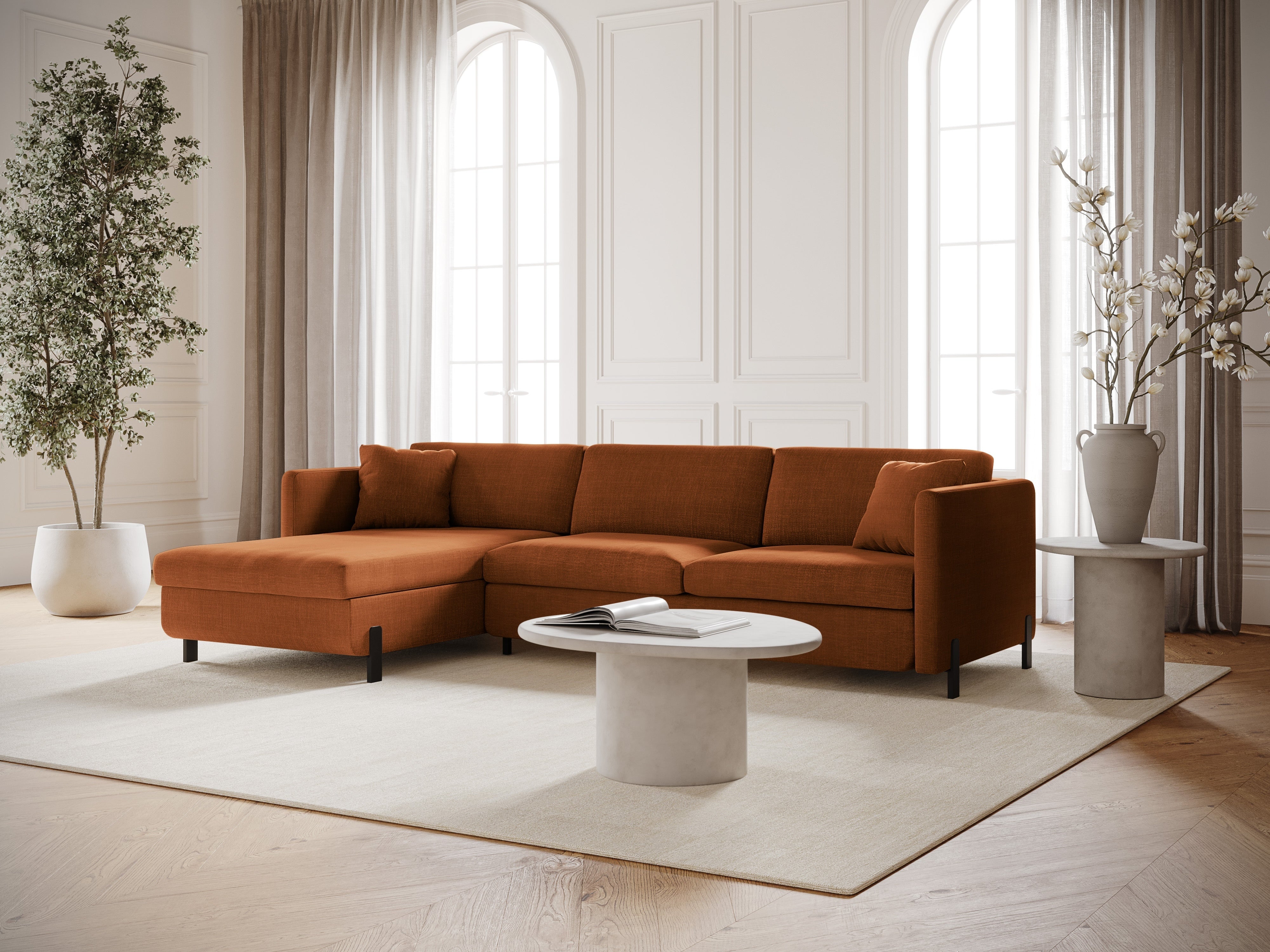 Left Corner Sofa with Bed Function and Box, "Gloria", 4 Seats, Brick, 260x170x80
Made in Europe