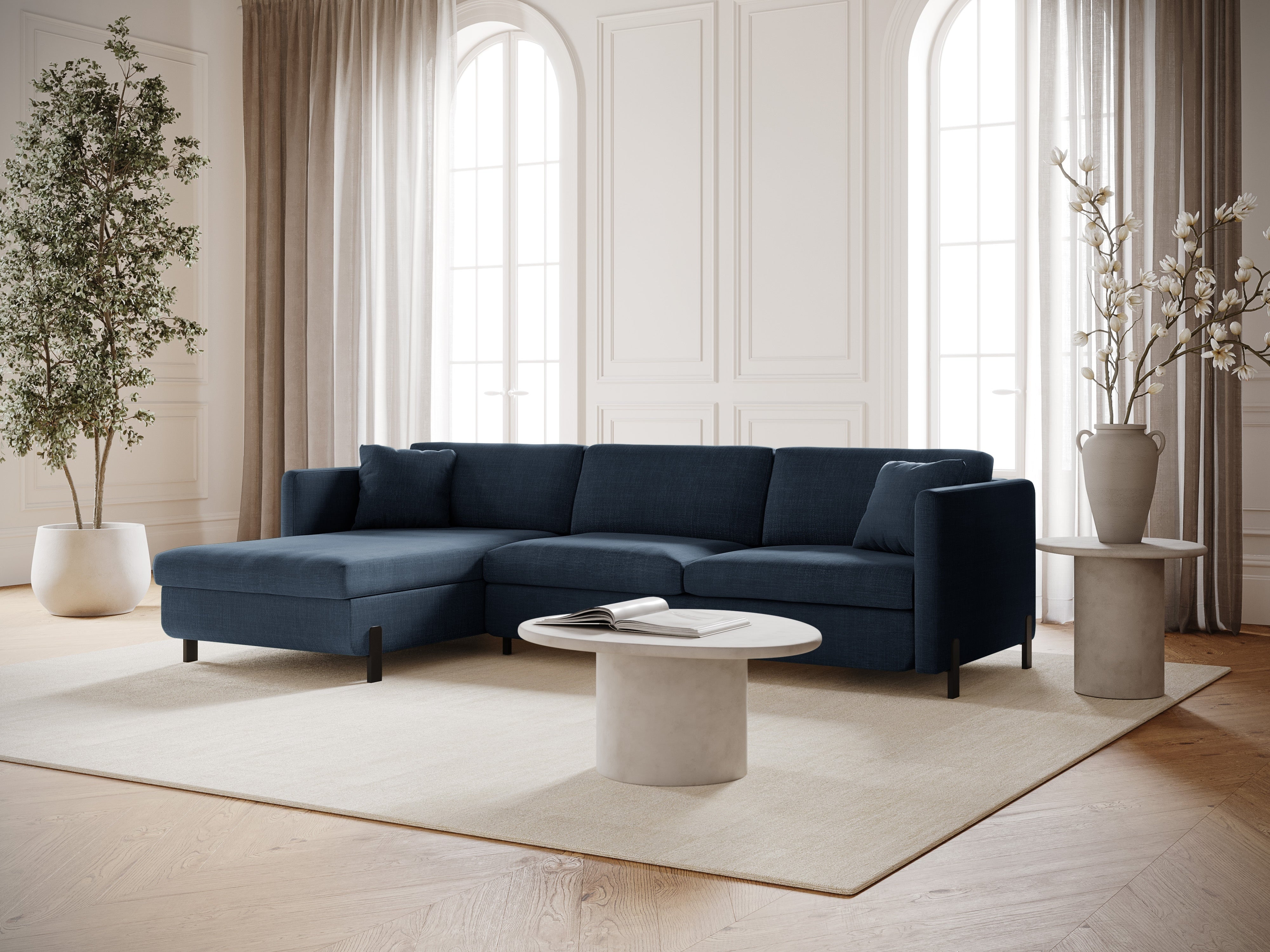 Left Corner Sofa with Bed Function and Box, "Gloria", 4 Seats, Blue, 260x170x80
Made in Europe